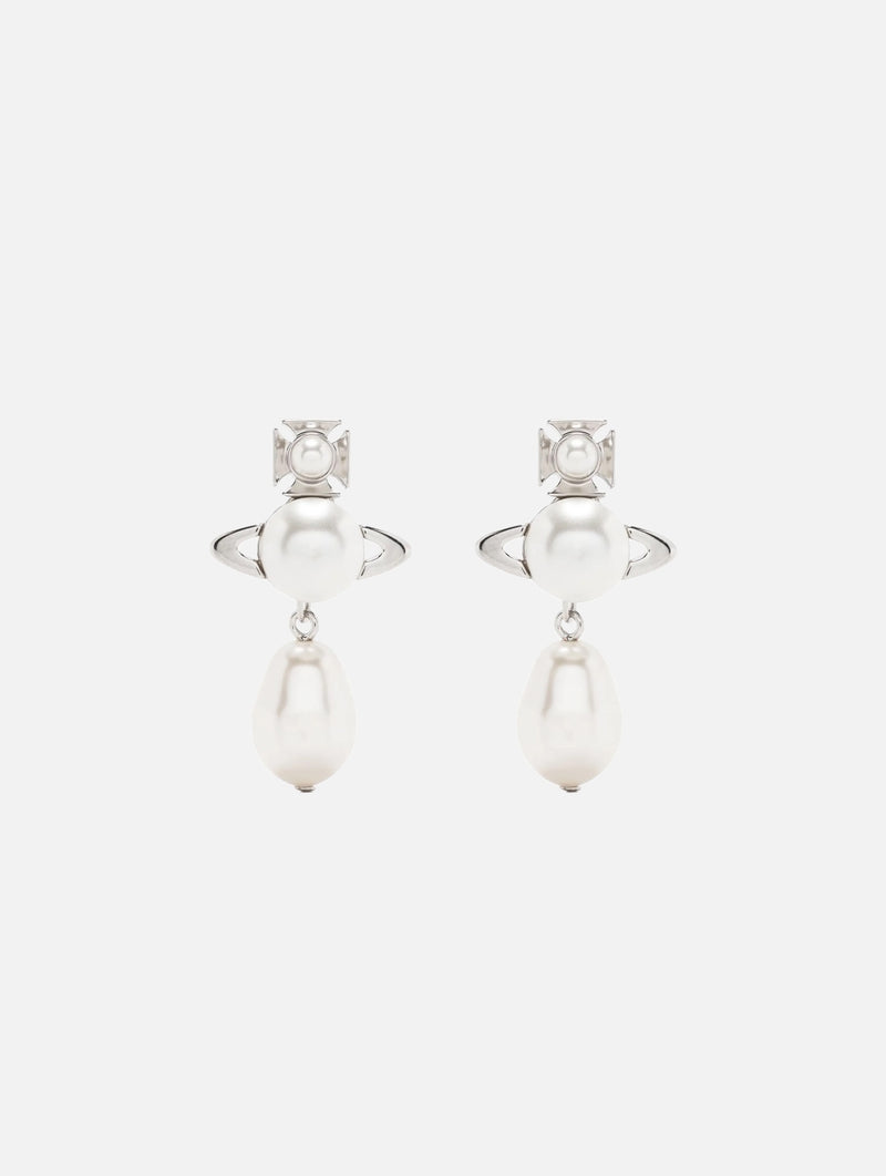 Inass Earrings in Platinum & Creamrose Pearl