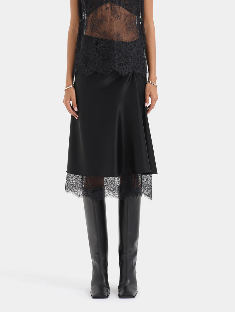 Ingrid Lace Midi Skirt in Black