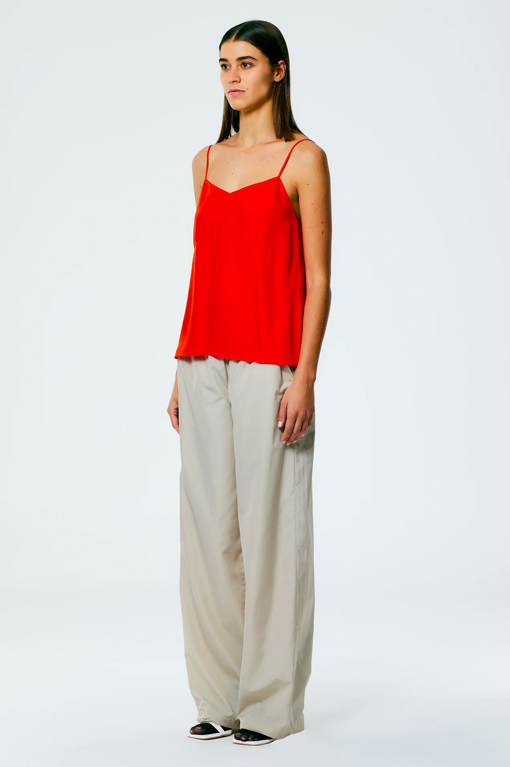 Italian Sporty Nylon Wide Leg Pant in Ash