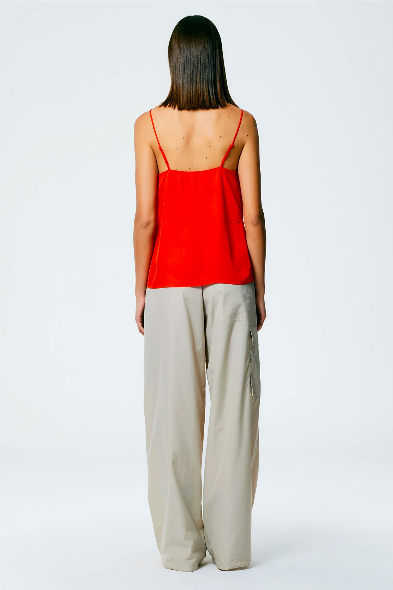 Italian Sporty Nylon Wide Leg Pant in Ash