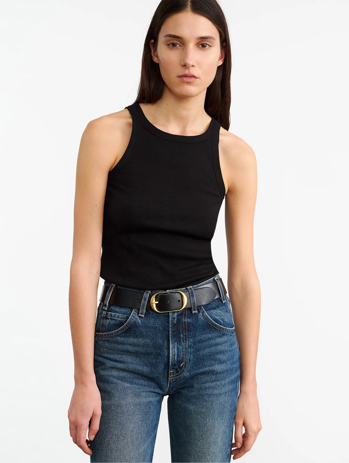Jennifer Rib Tank in Jet Black