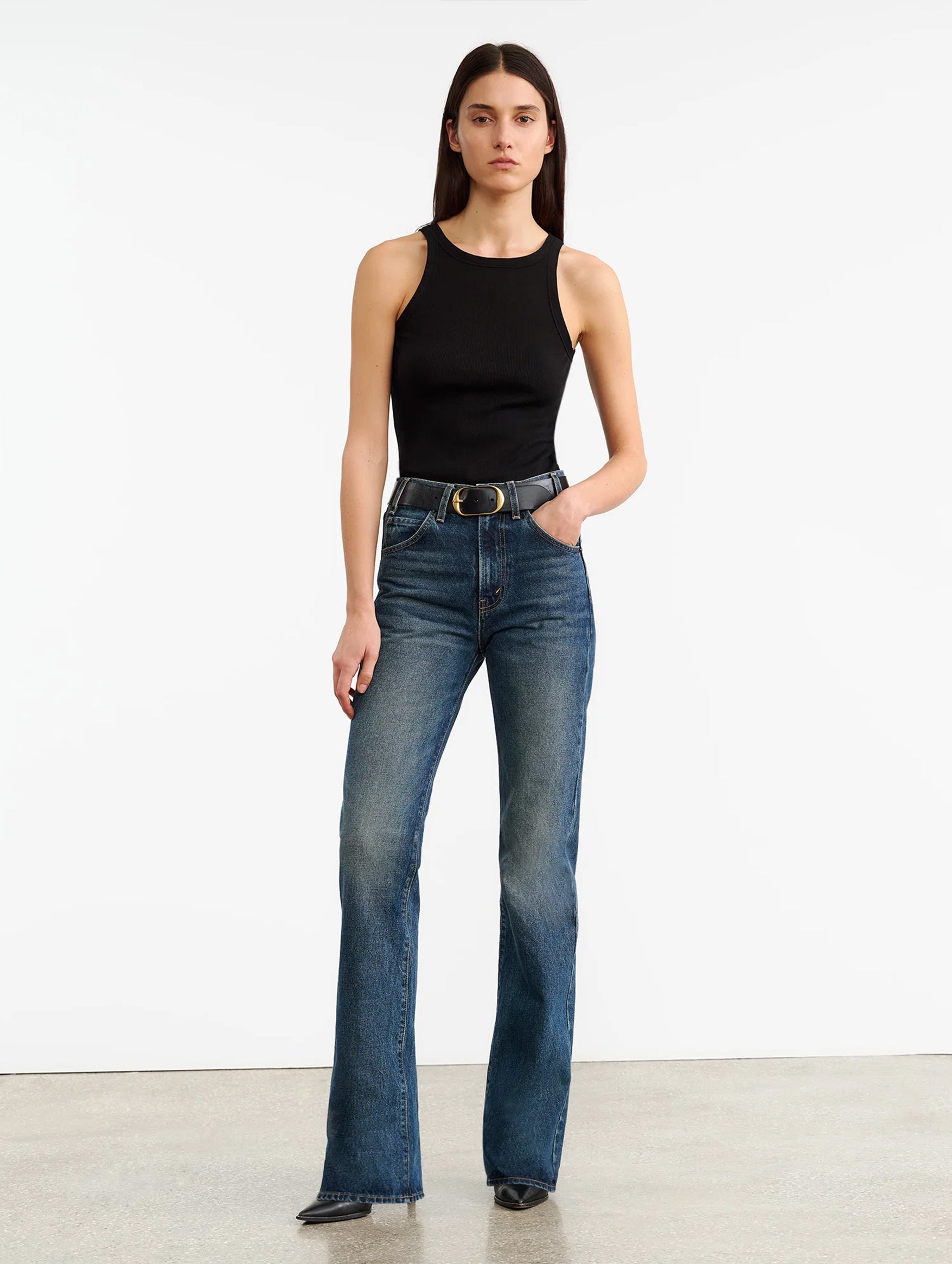 Jennifer Rib Tank in Jet Black