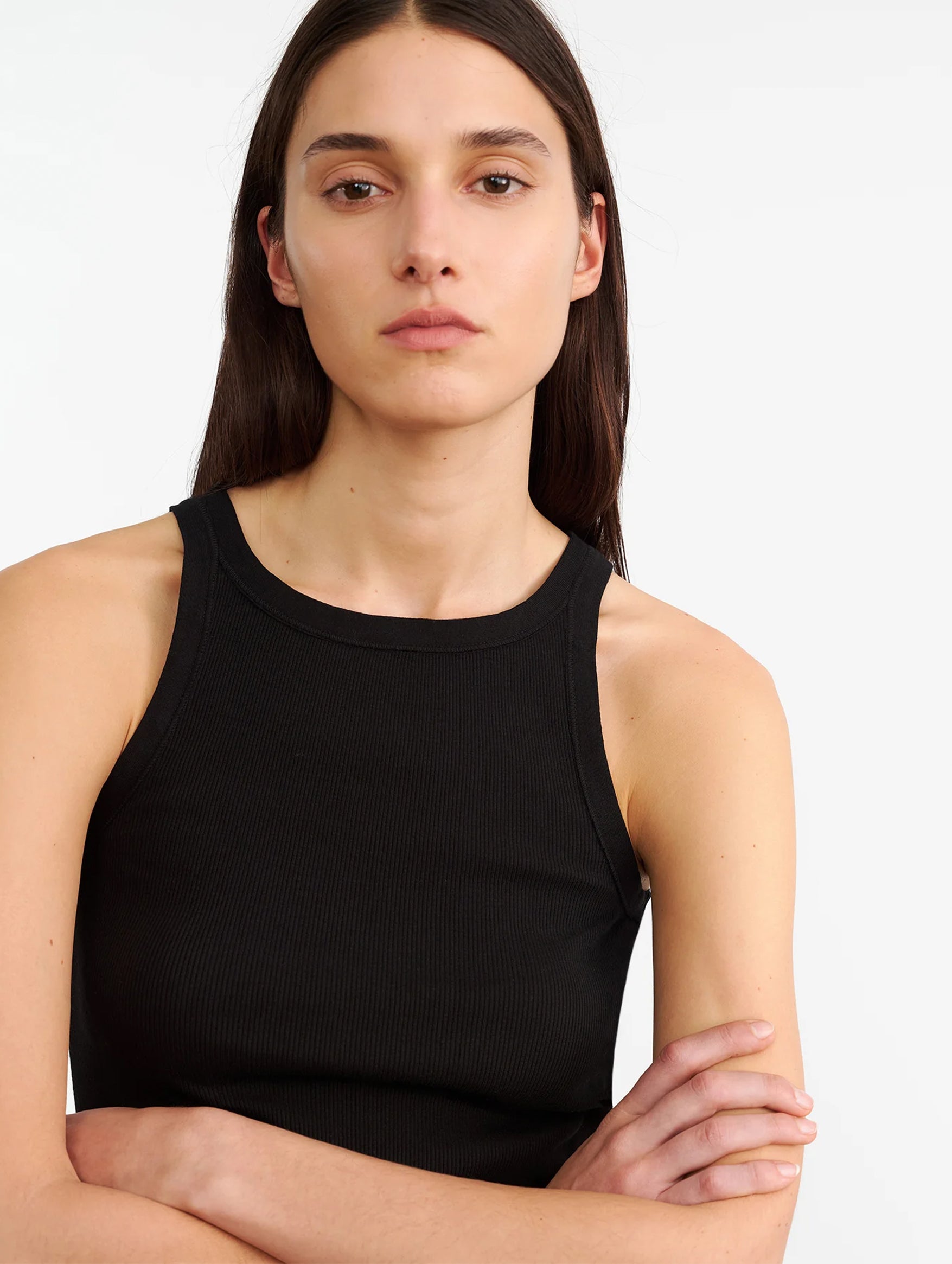 Jennifer Rib Tank in Jet Black