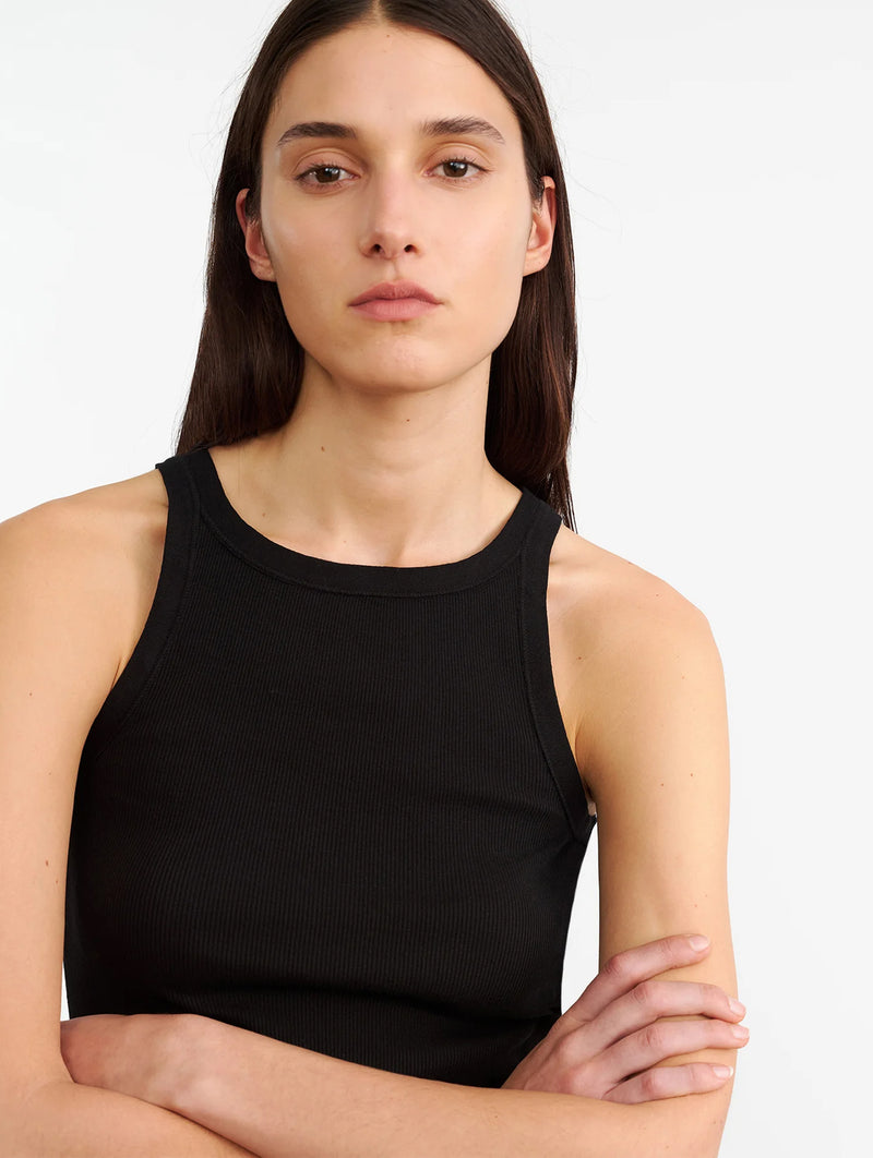 Jennifer Rib Tank in Jet Black