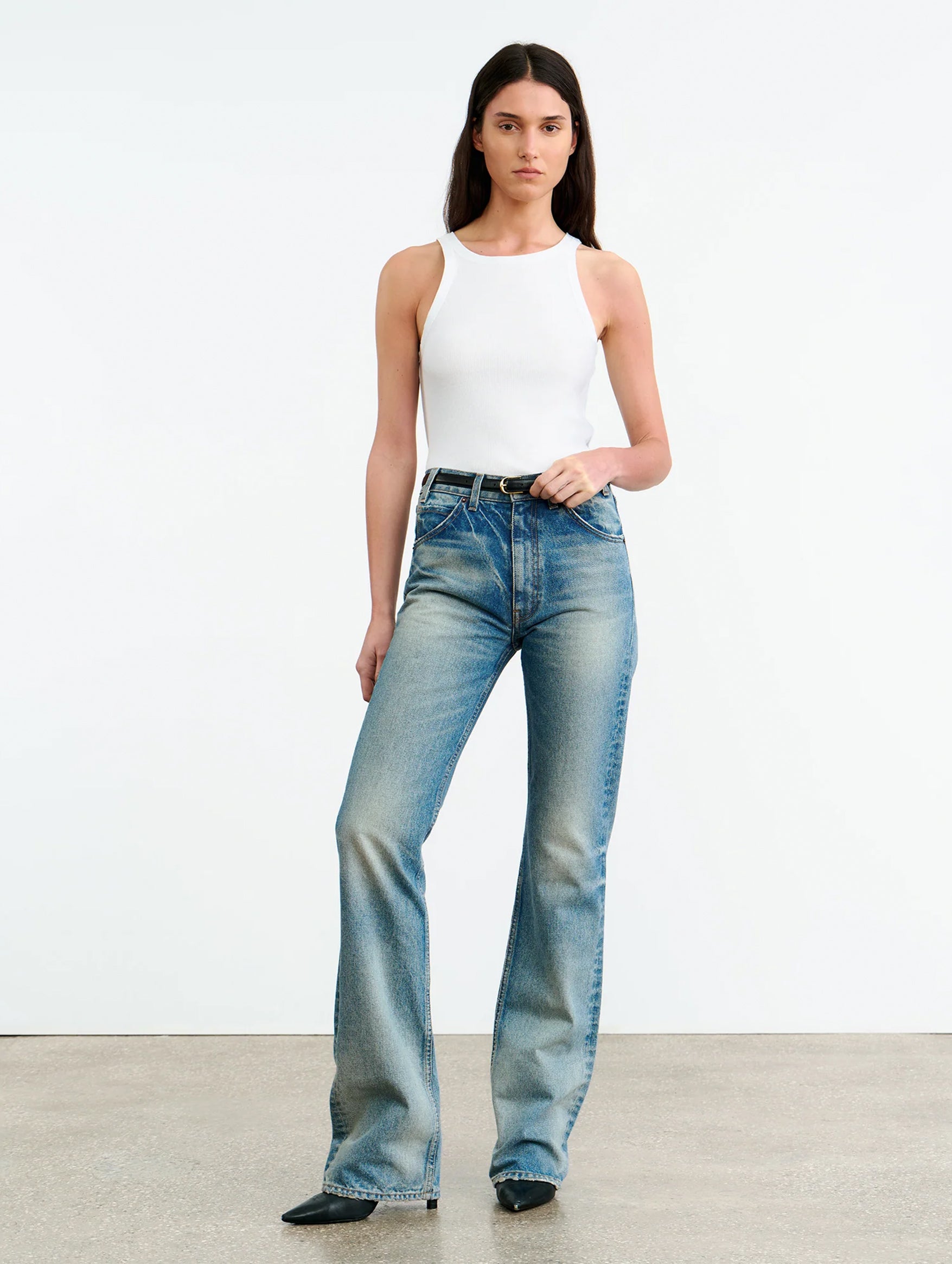 Jennifer Rib Tank in White