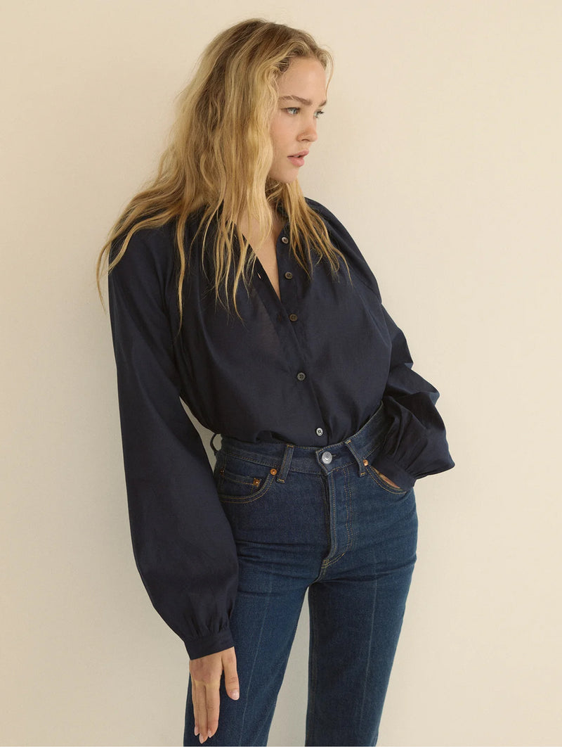 Julienne Top in Oxford Blue