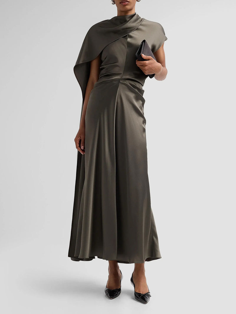 Jacka Cape Midi Dress in Sea Turtle