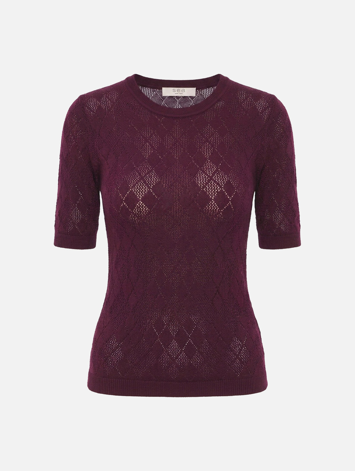 Jane Short Sleeve Sweater in Burgundy
