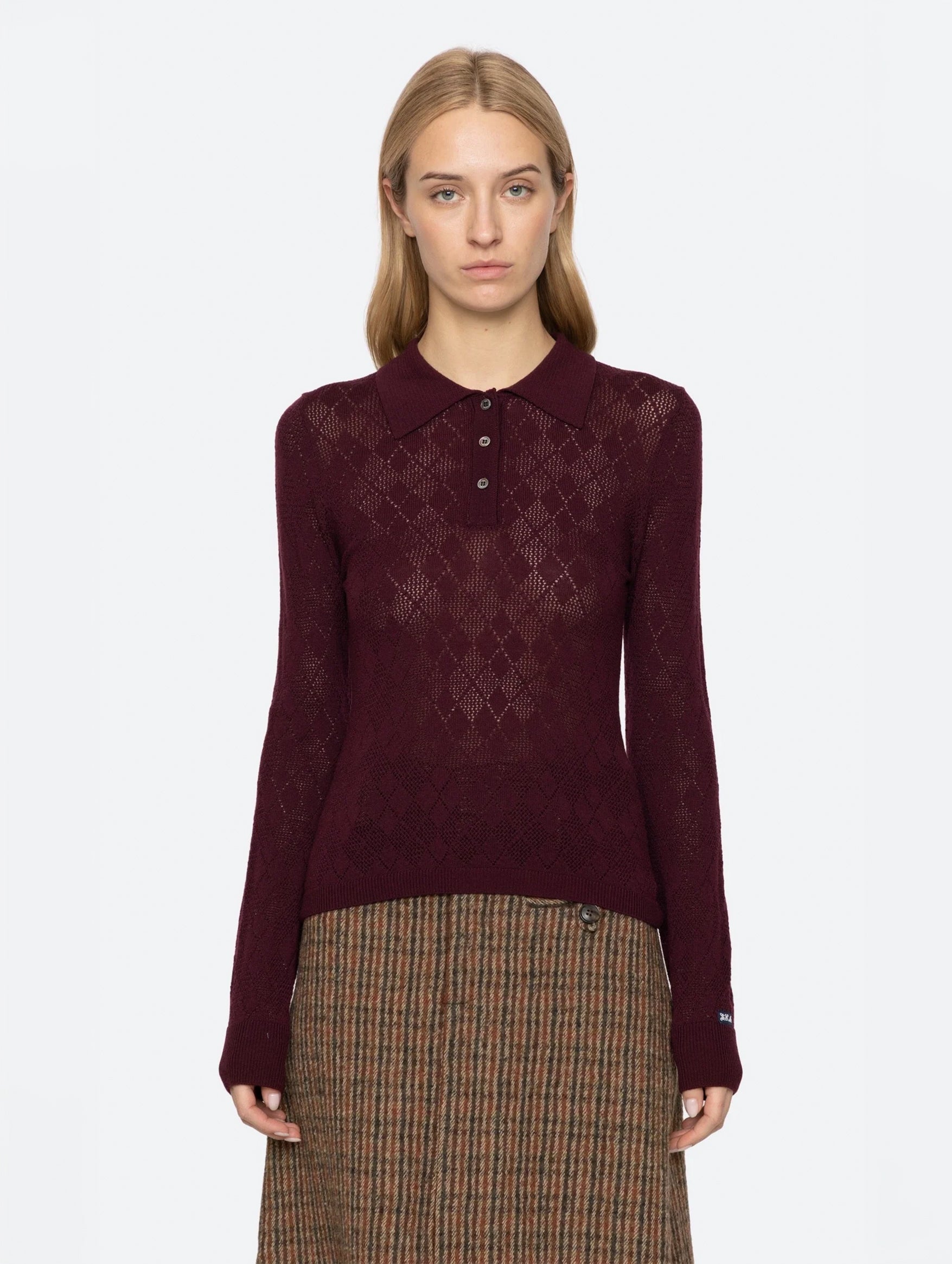 Jane Polo Sweater in Burgundy