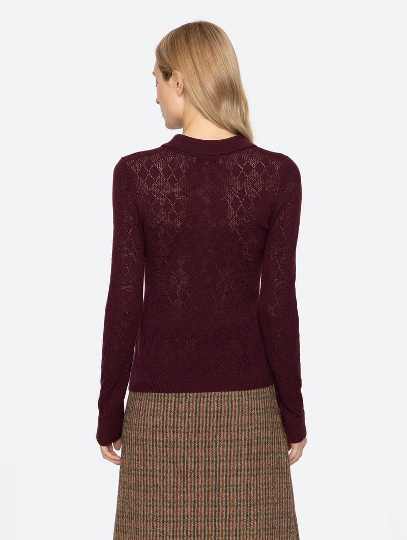Jane Polo Sweater in Burgundy