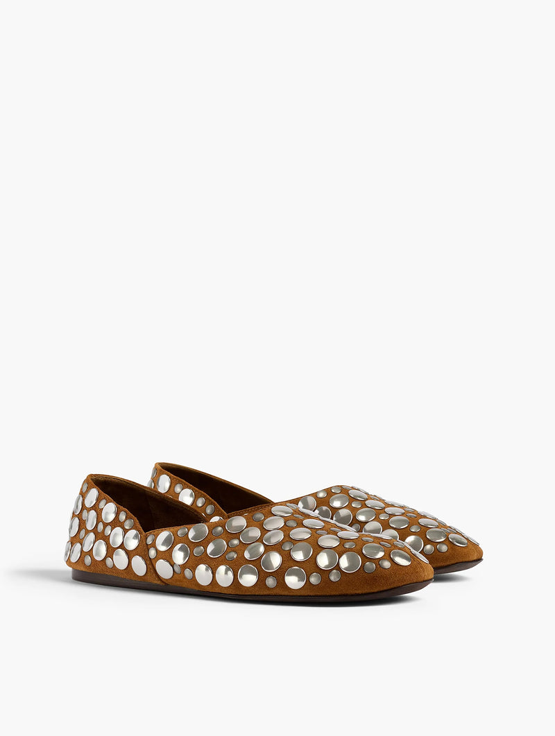 Jane Flat with Studs in Caramel