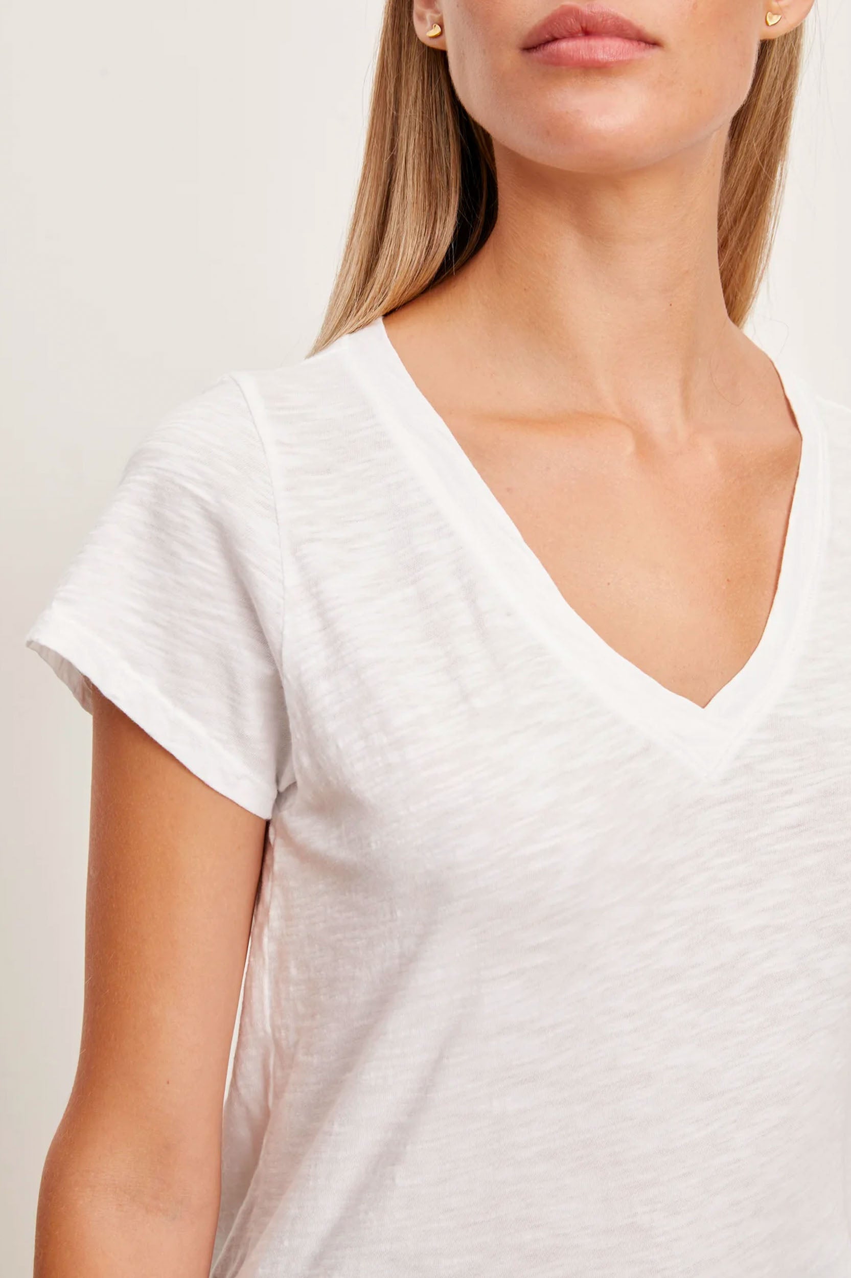 Jilian Original Slub V-Neck Tee in White