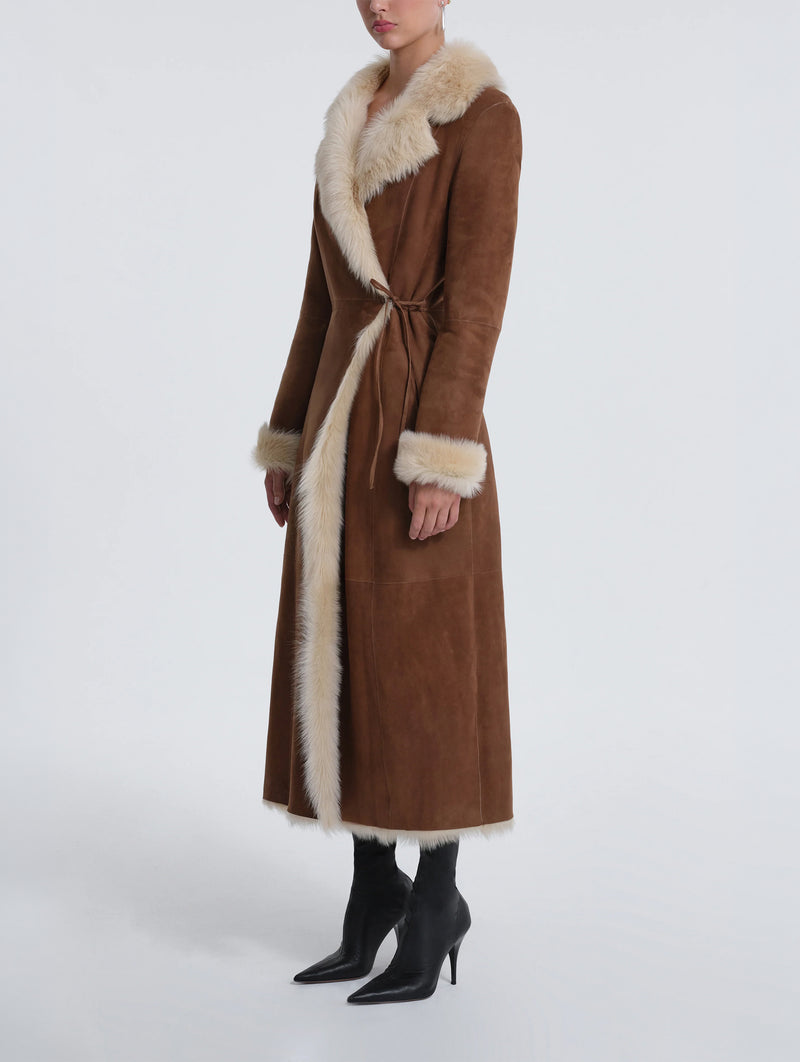 Joni Shearling Coat in Camel Butter