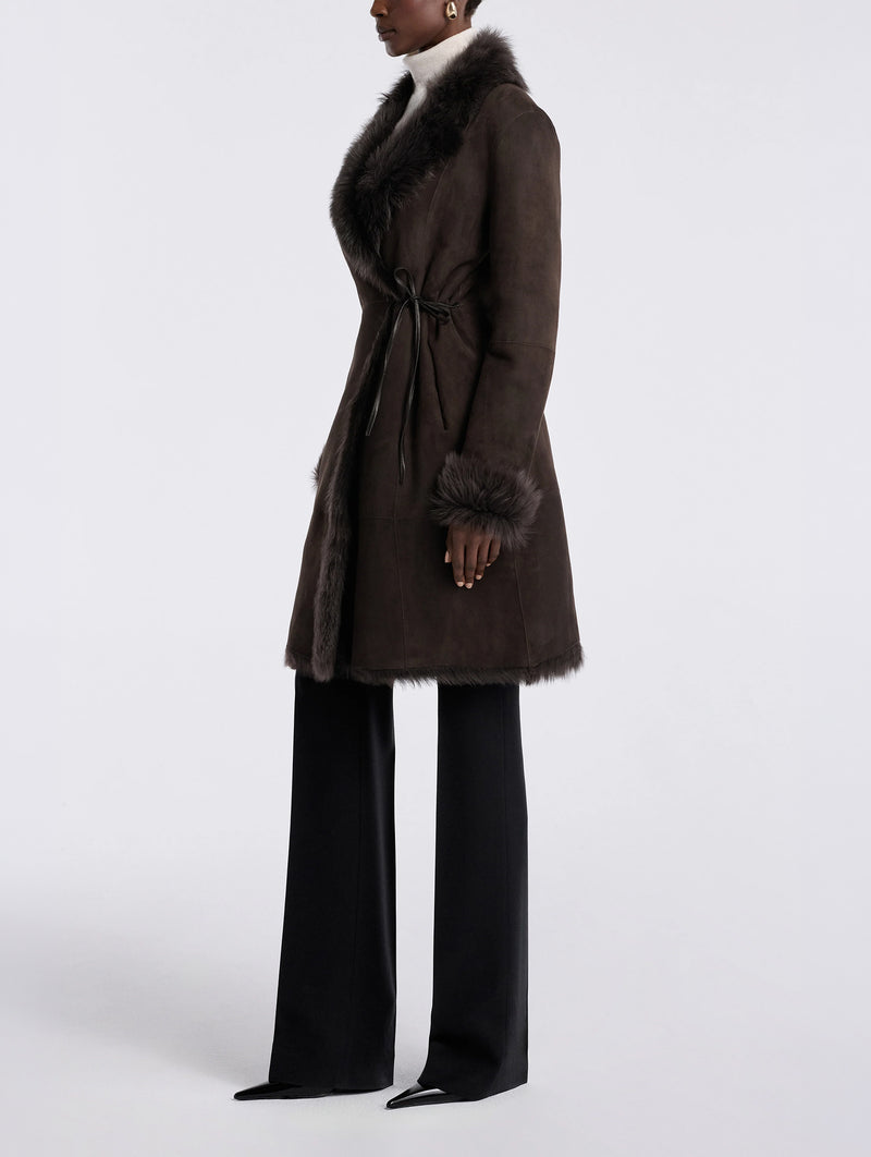 Joni Shearling Midlength Coat in Ombre