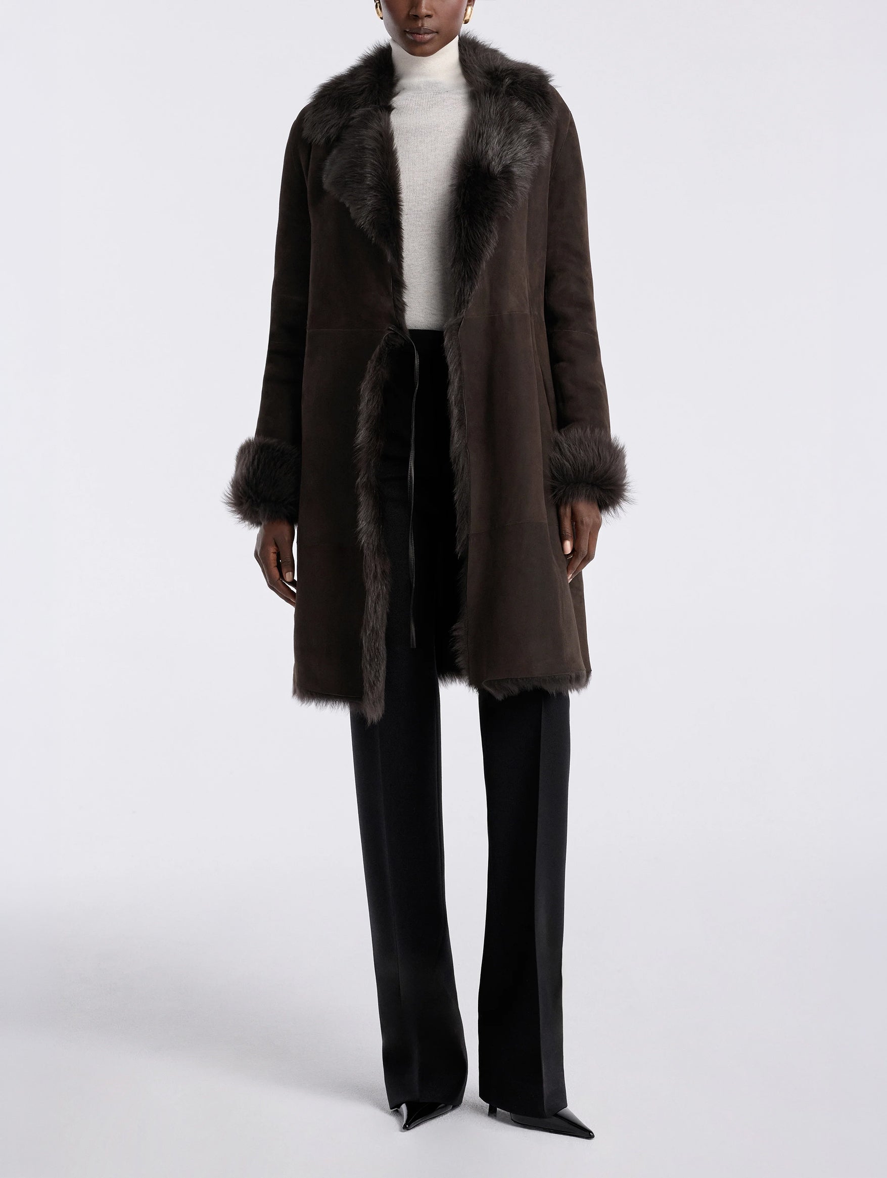 Joni Shearling Midlength Coat in Ombre