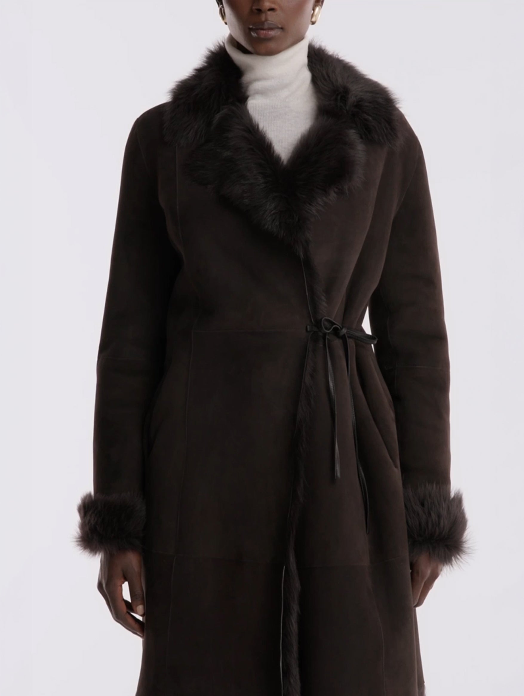 Joni Shearling Midlength Coat in Ombre