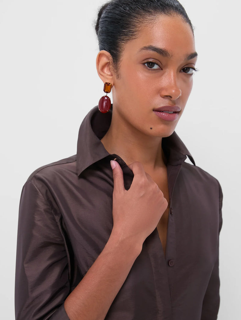 Julip Short Sleeve Belted Gown in Chocolate