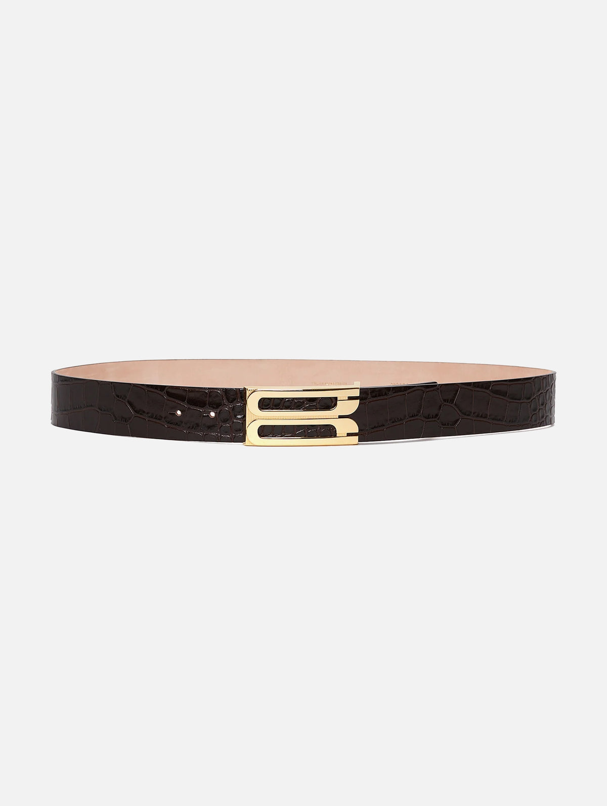 Jumbo Frame Croc-Effect Leather Belt in Espresso