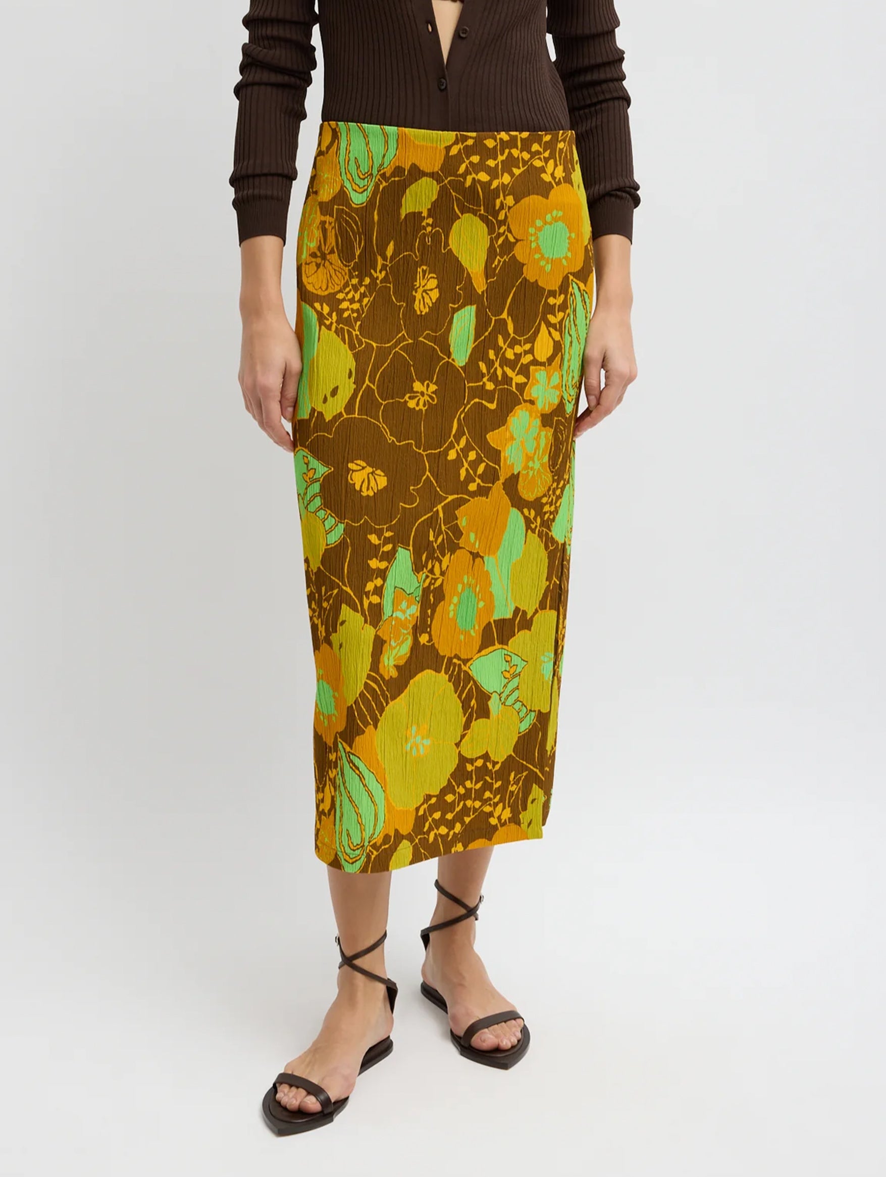 Kamara Print Skirt in Brown Multi