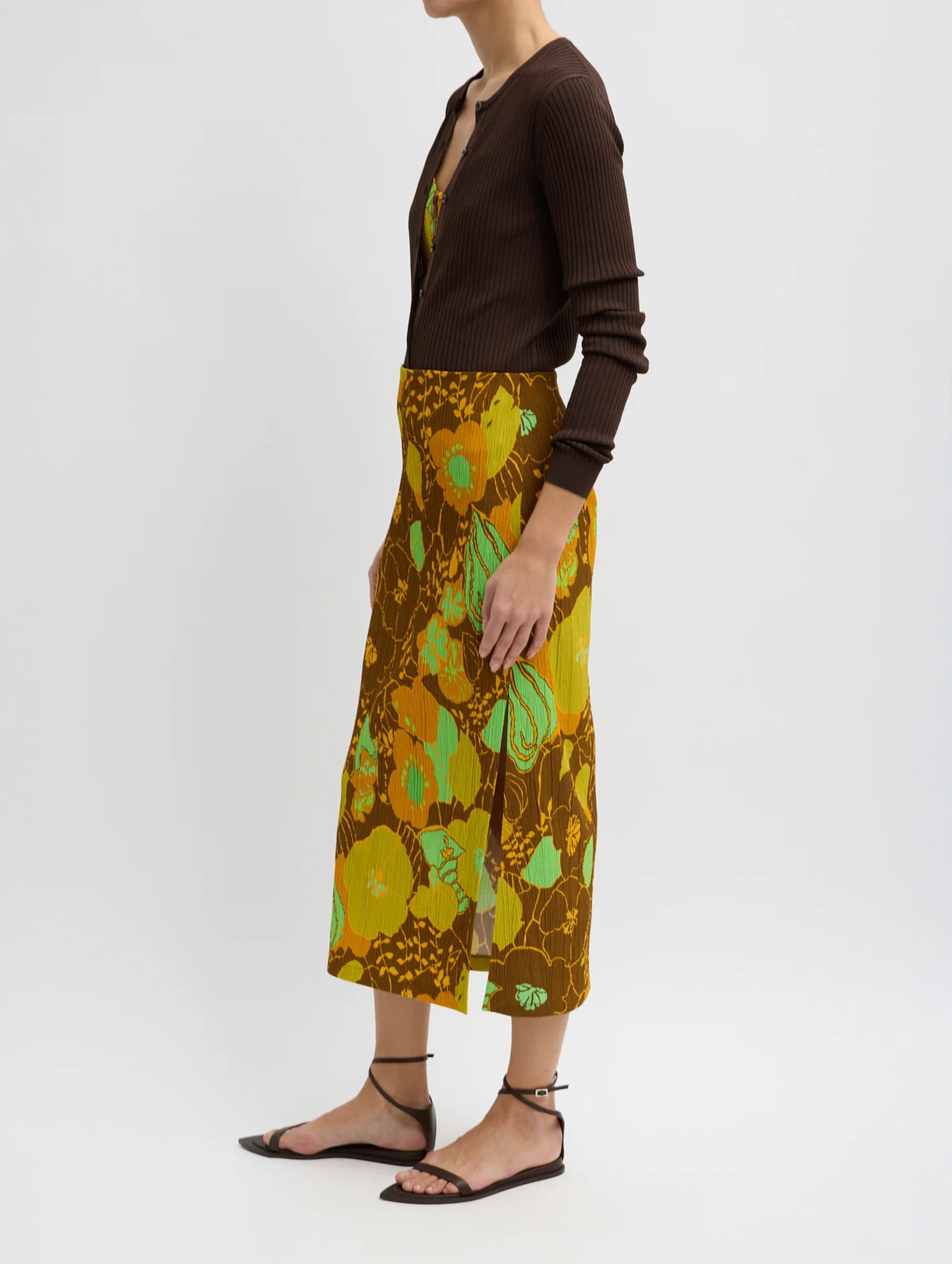 Kamara Print Skirt in Brown Multi