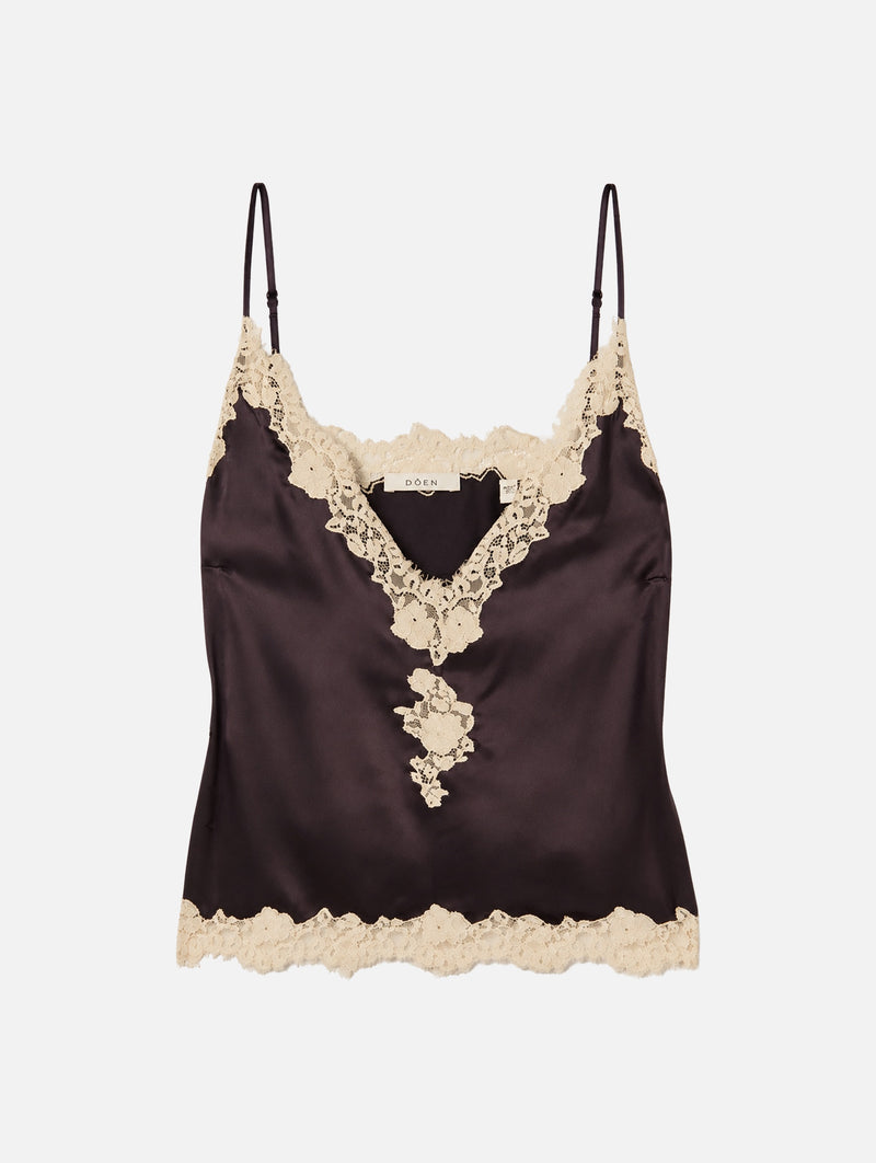 Kira Top in Equestrian Brown with Cream Lace
