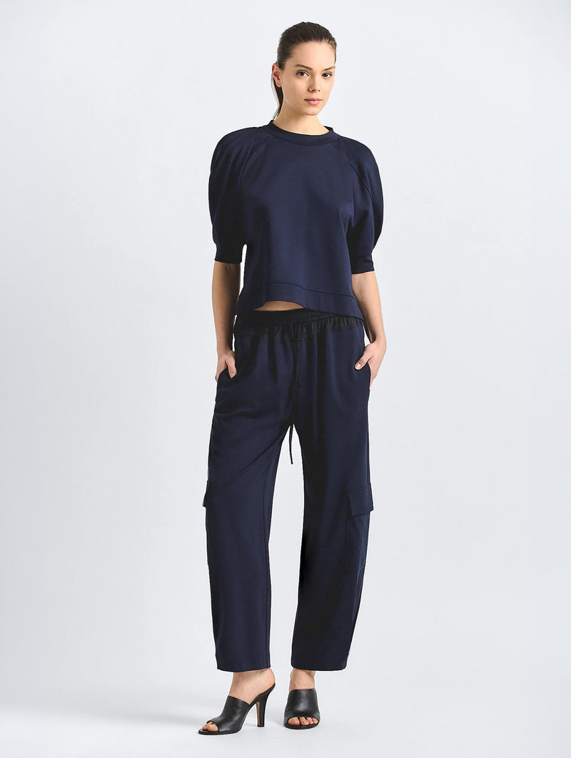 Kamaria Double Jersey Pull On Cargo Pant in Navy