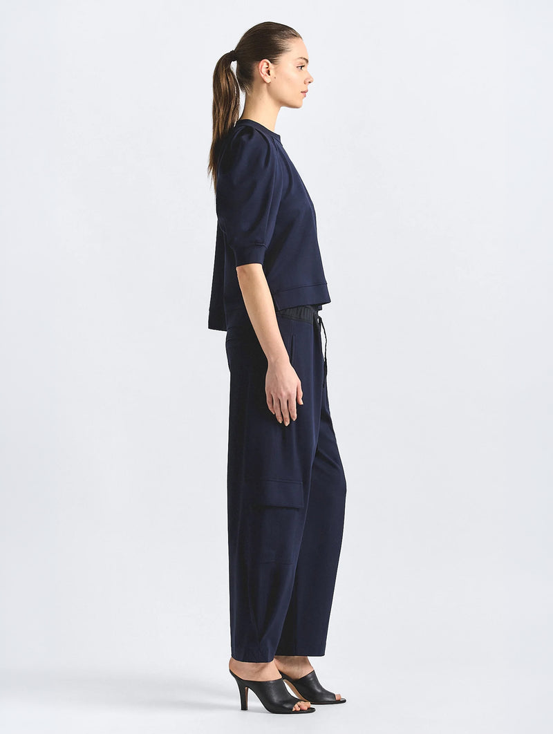 Kamaria Double Jersey Pull On Cargo Pant in Navy