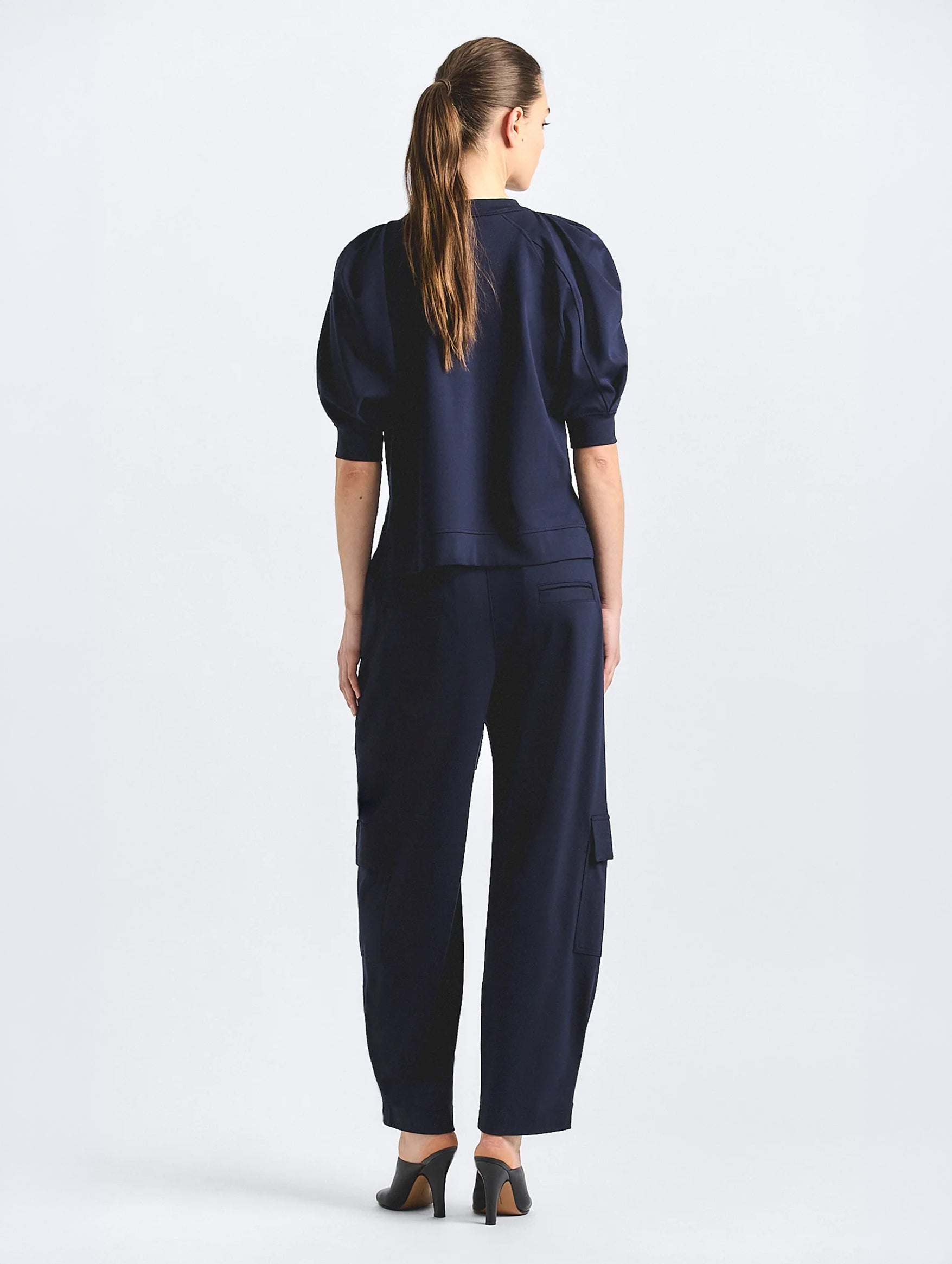 Kamaria Double Jersey Pull On Cargo Pant in Navy