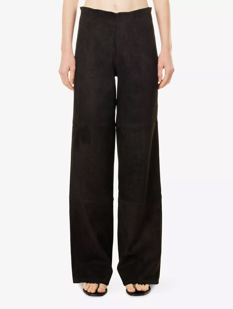 Karina Stretch Suede Trousers in Iron