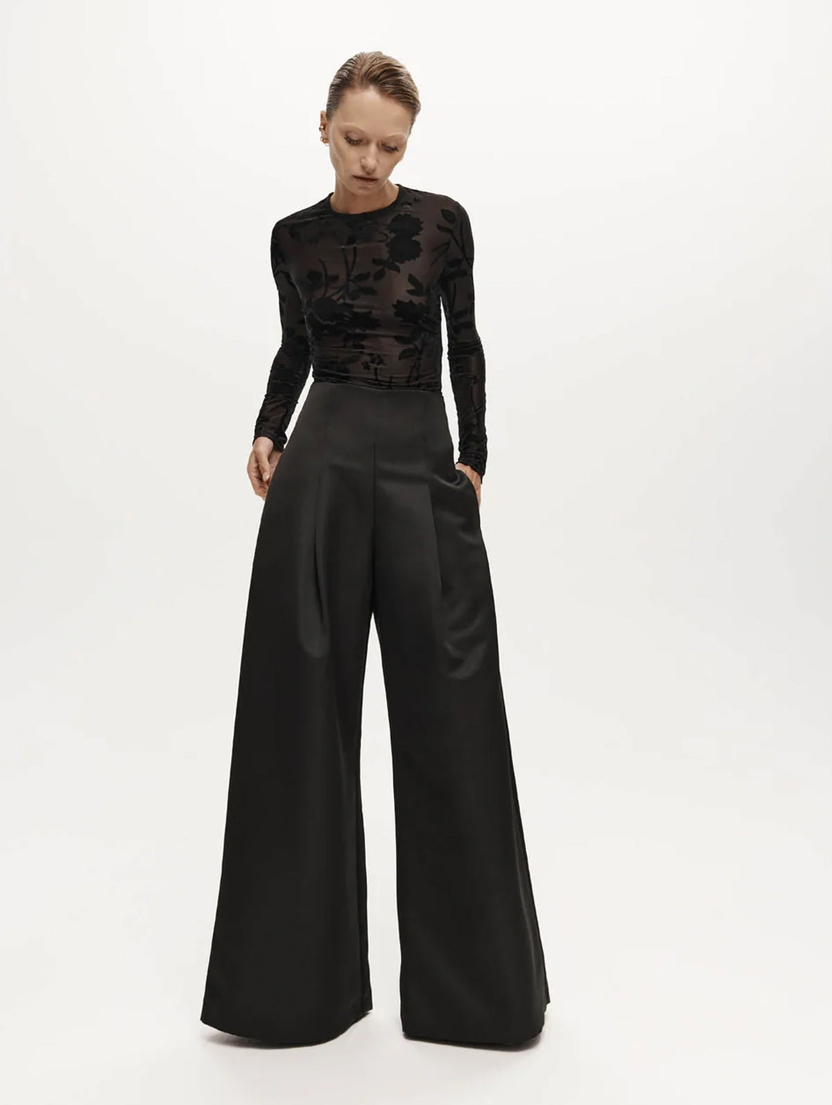 Kennedy Trouser in Black Satin