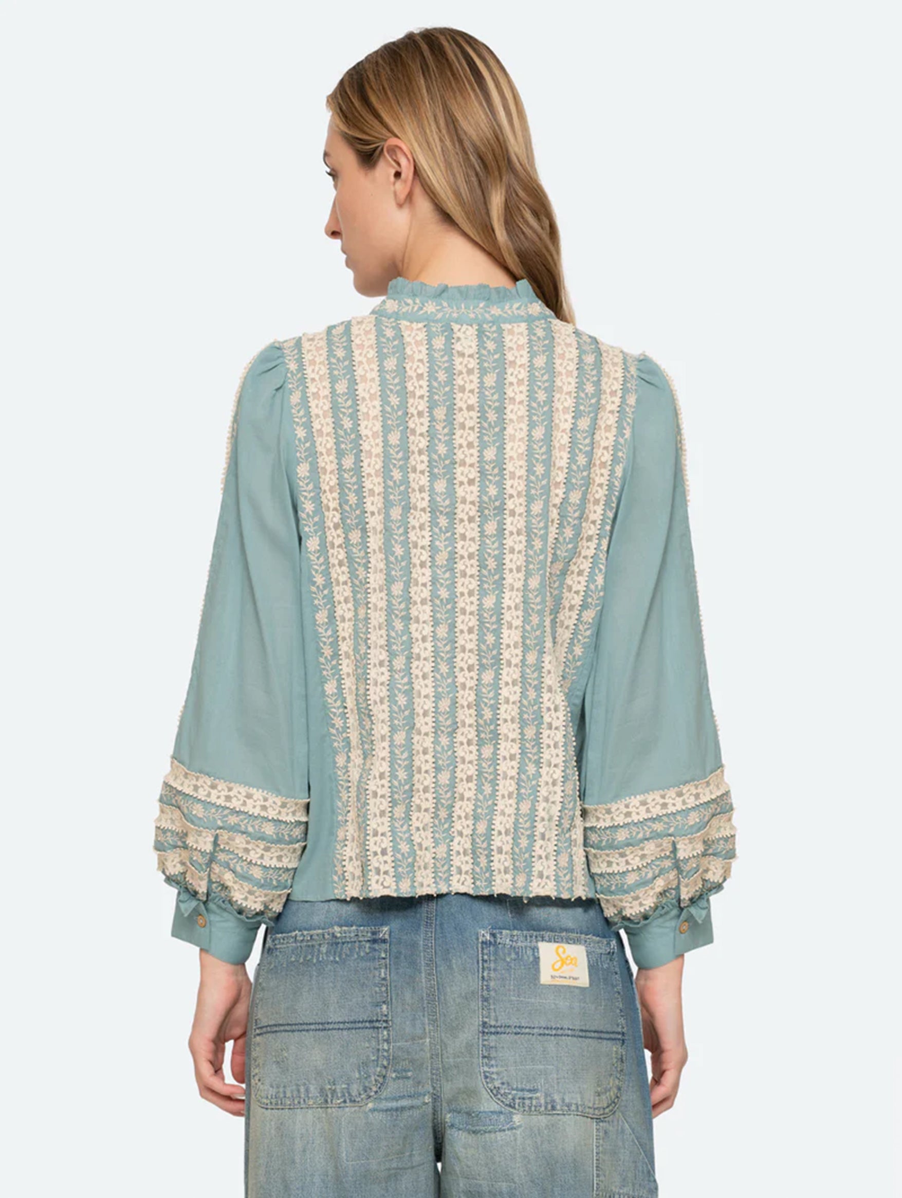 Kirsten Print Long Sleeve Top in Sky