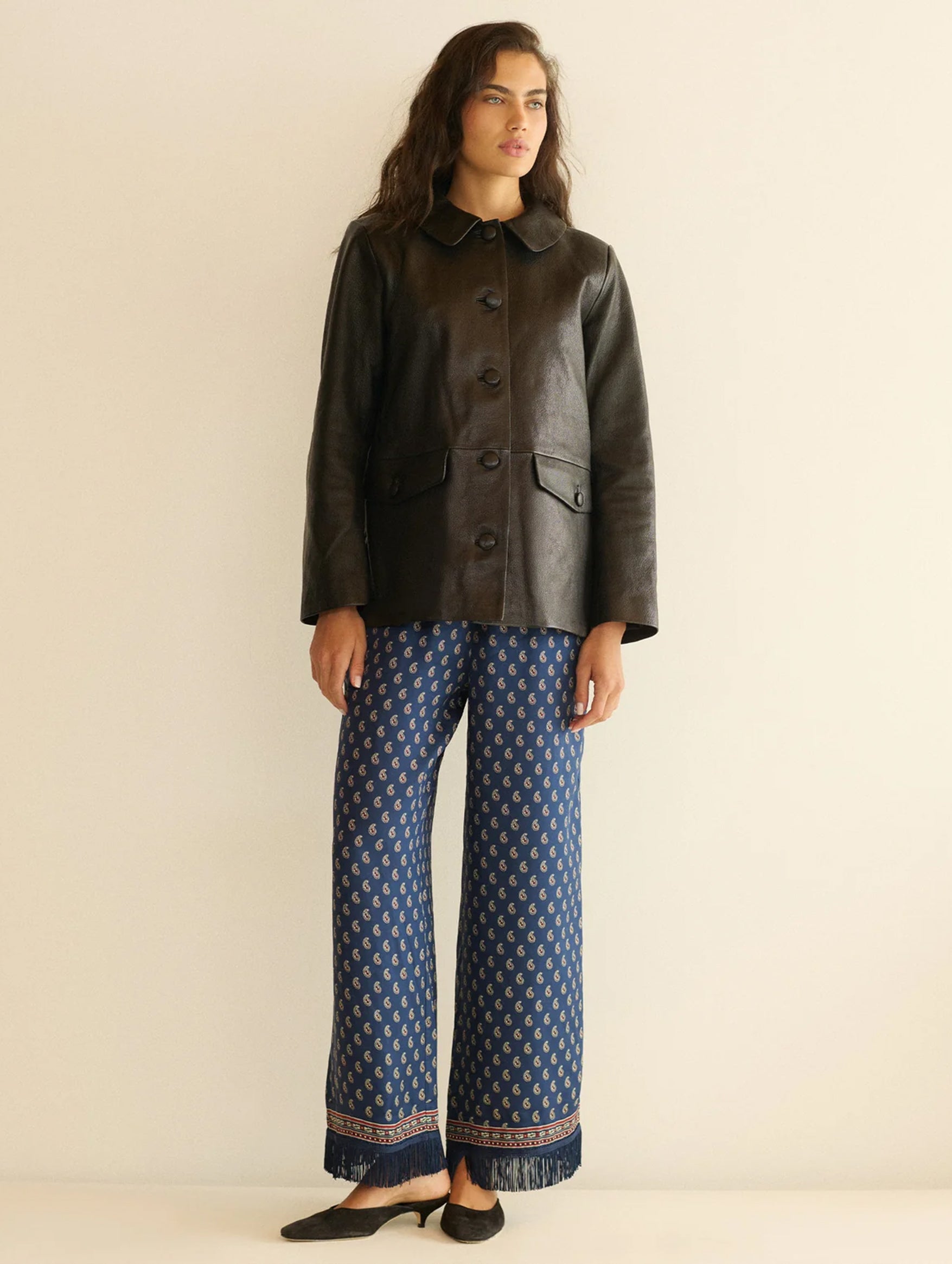 Lavon Fringe Pant in Bleu Taorina Paisley