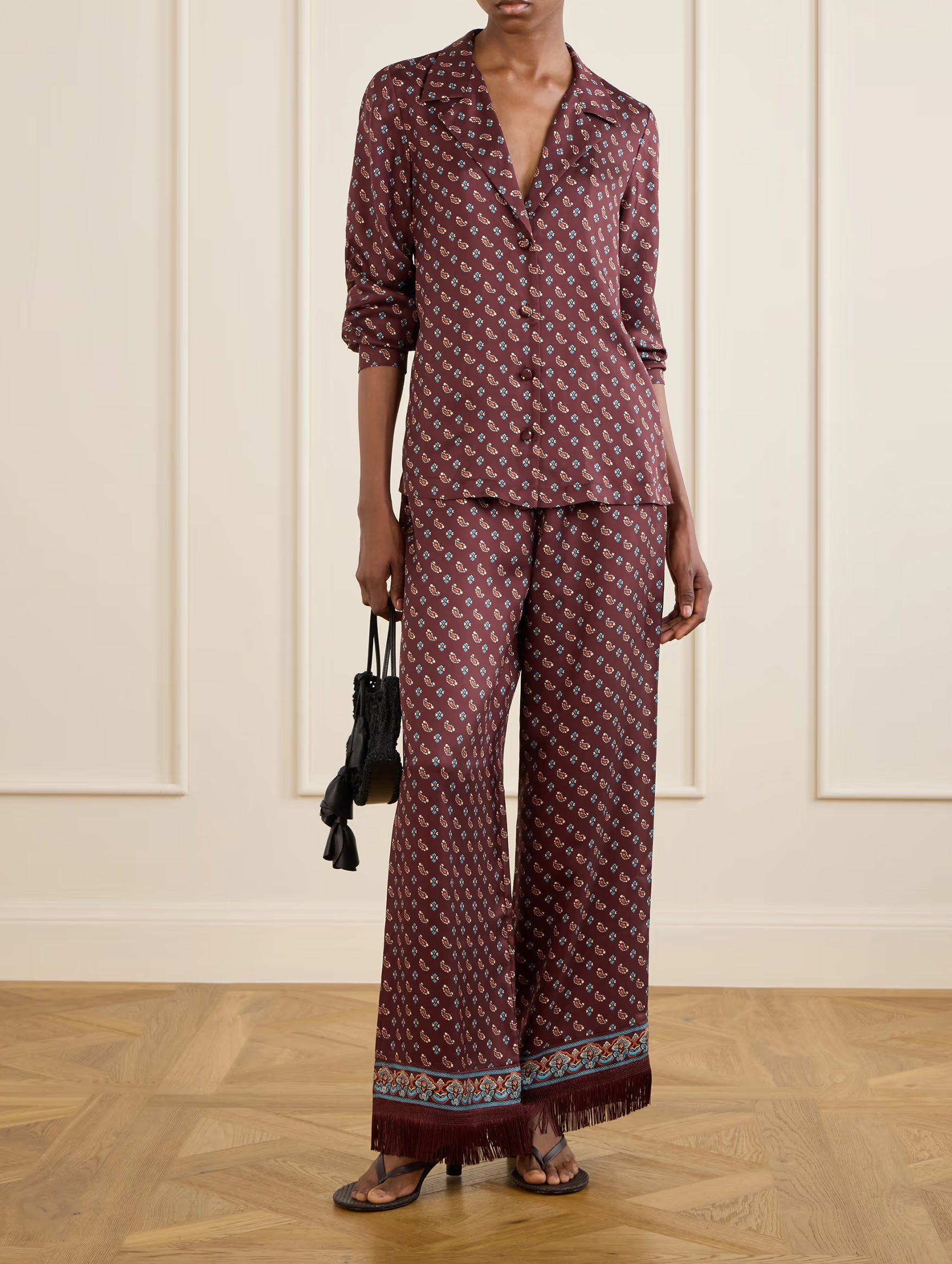 Lavon Fringe Pant in Deauville Paisley