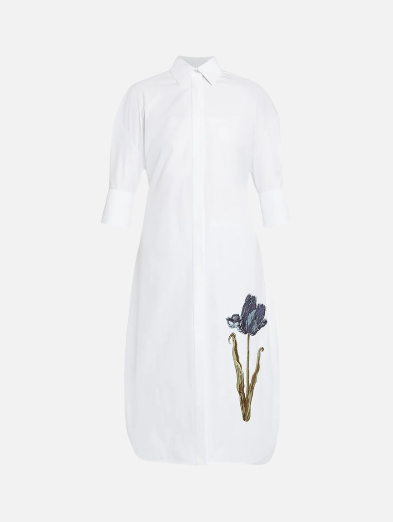Long Sleeve Shirt Dress in White