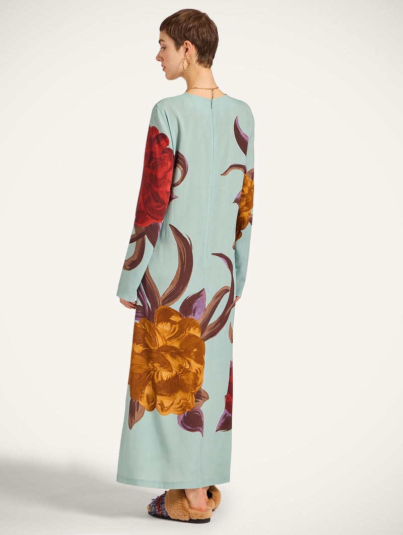 Long Sleeve Swing Dress in Peony Placée