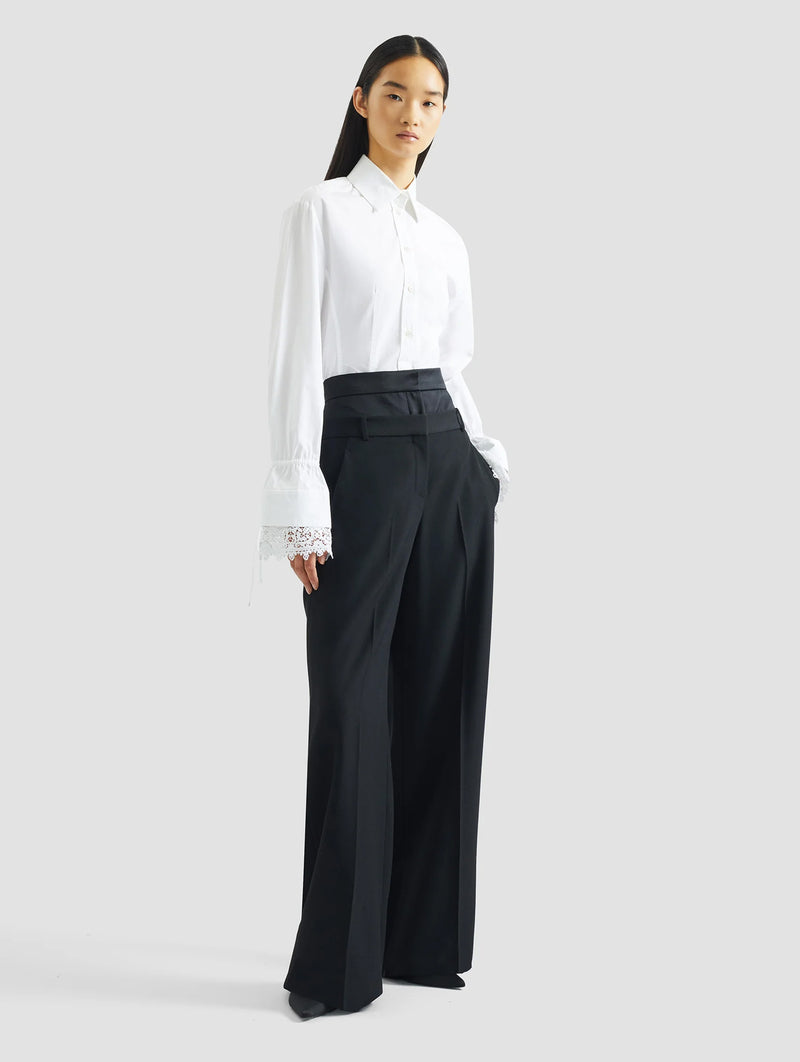 Long Sleeve Tie Detail Shirt in White