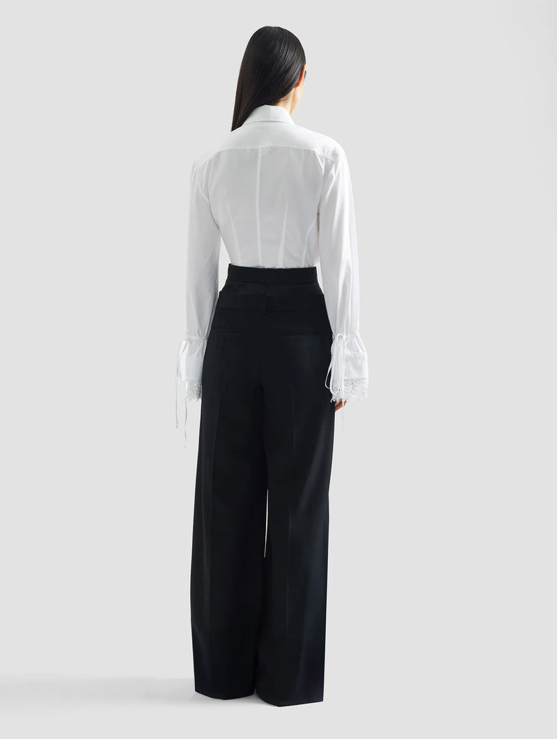 Long Sleeve Tie Detail Shirt in White