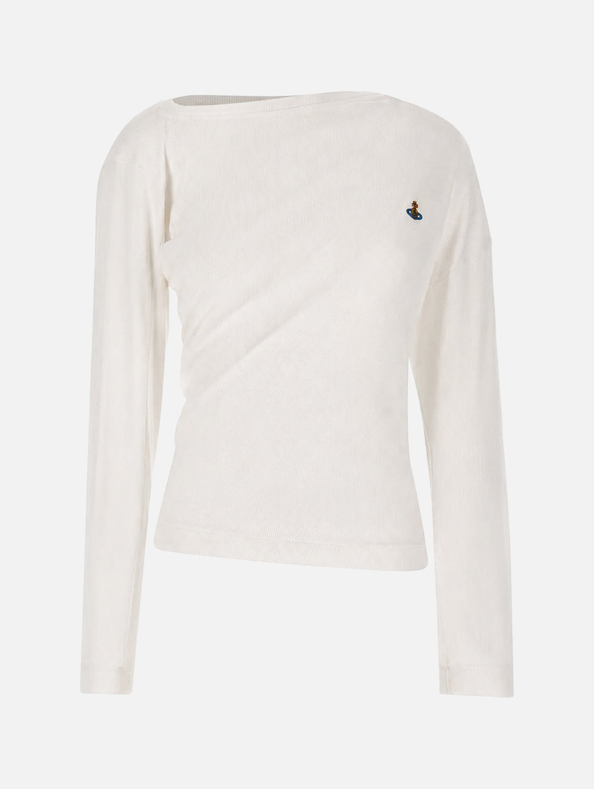 Long Sleeve Hebo Top in White Jersey