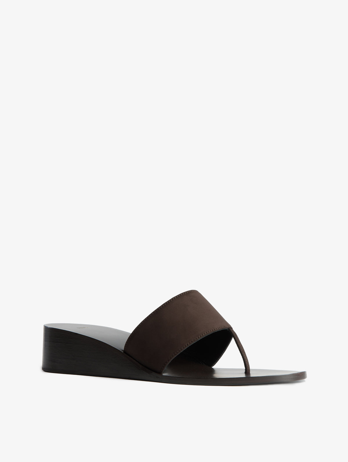 Lucille Wedge Sandal in Brown Nubuck Leather