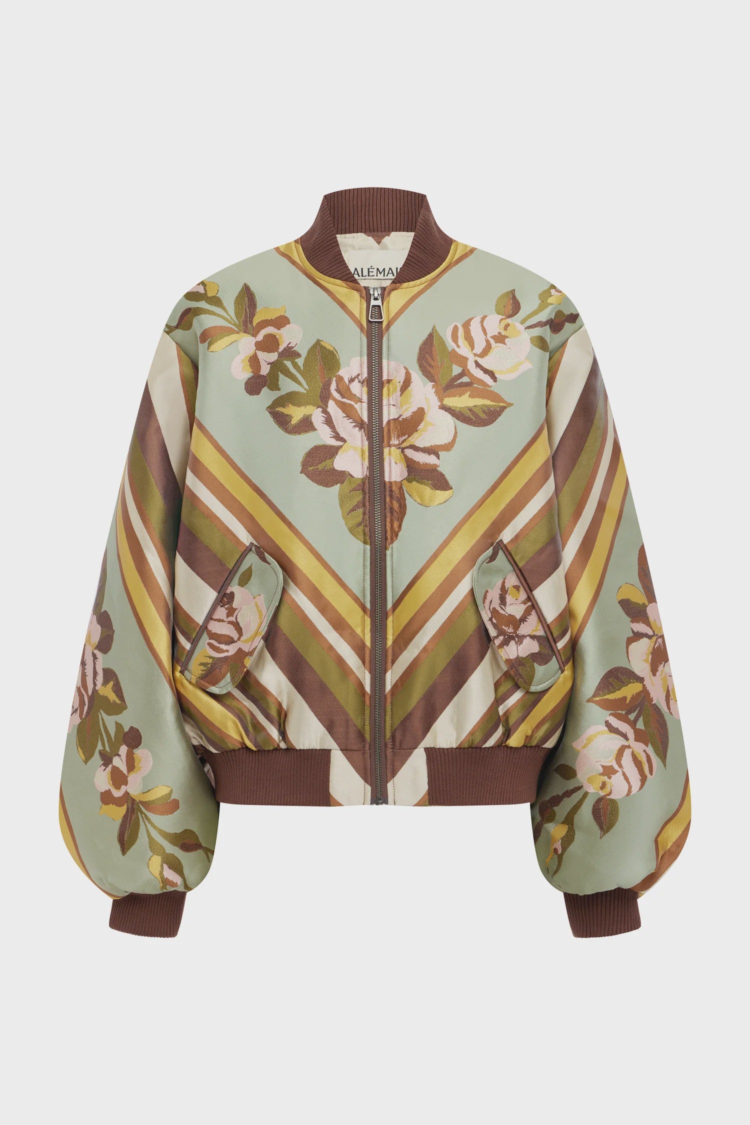 La Rosa Jacquard Bomber Jacket in Rose Multi