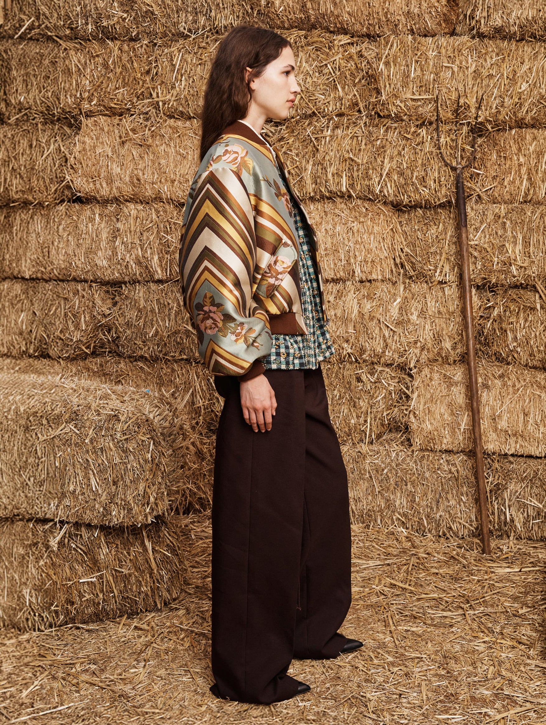 La Rosa Jacquard Bomber Jacket in Rose Multi
