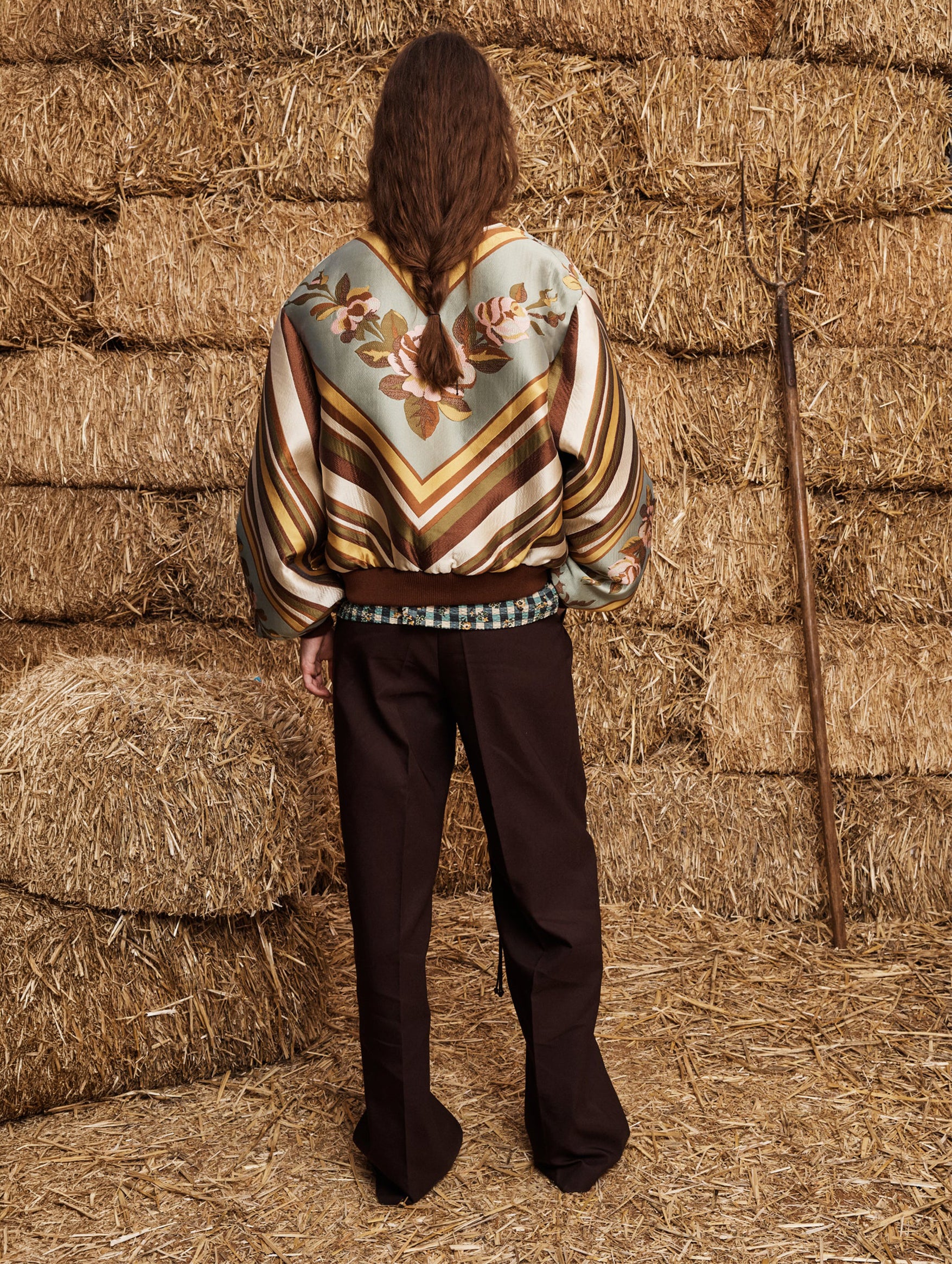 La Rosa Jacquard Bomber Jacket in Rose Multi