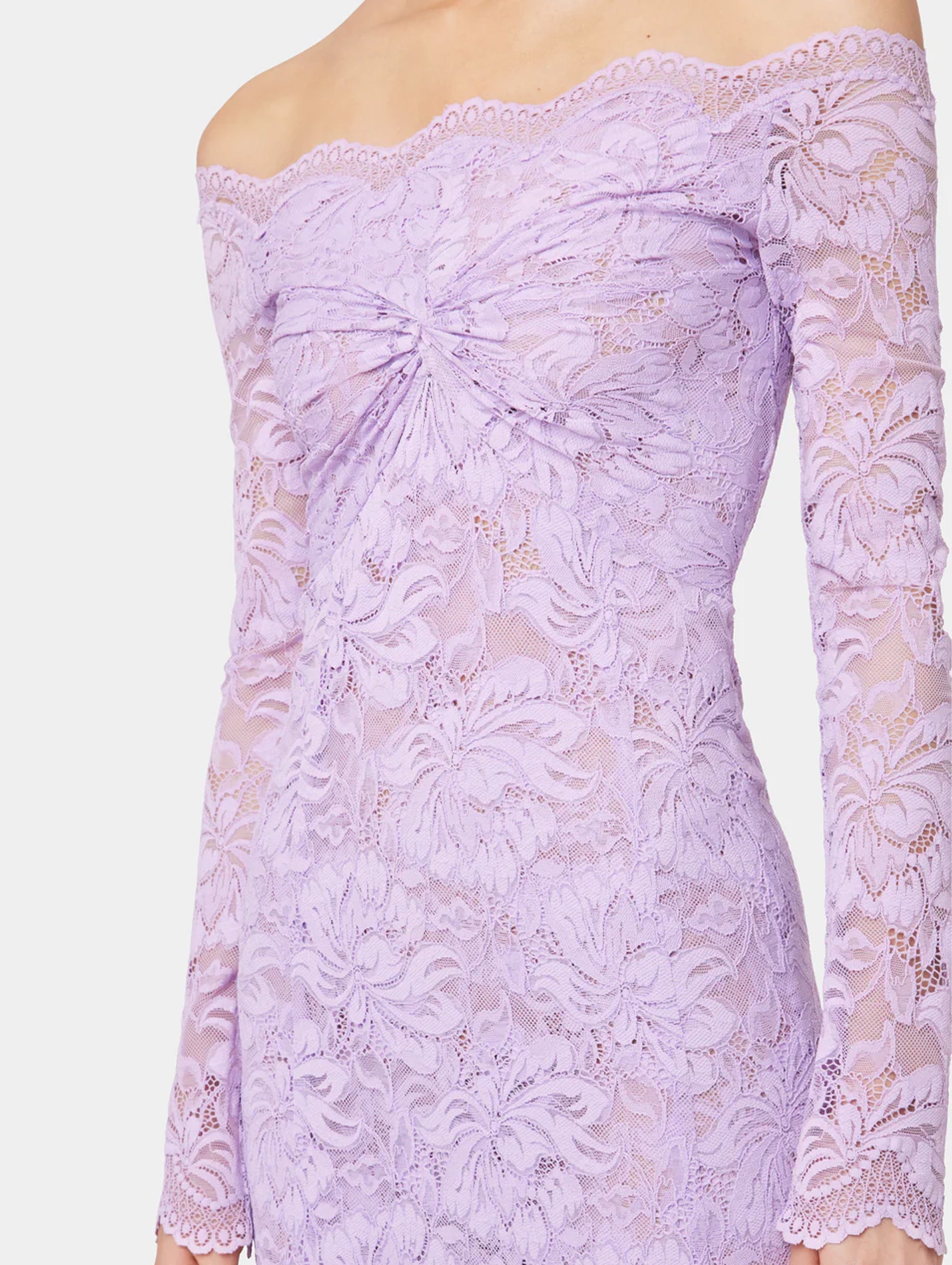 Off Shoulder Lace Dress in Lavender