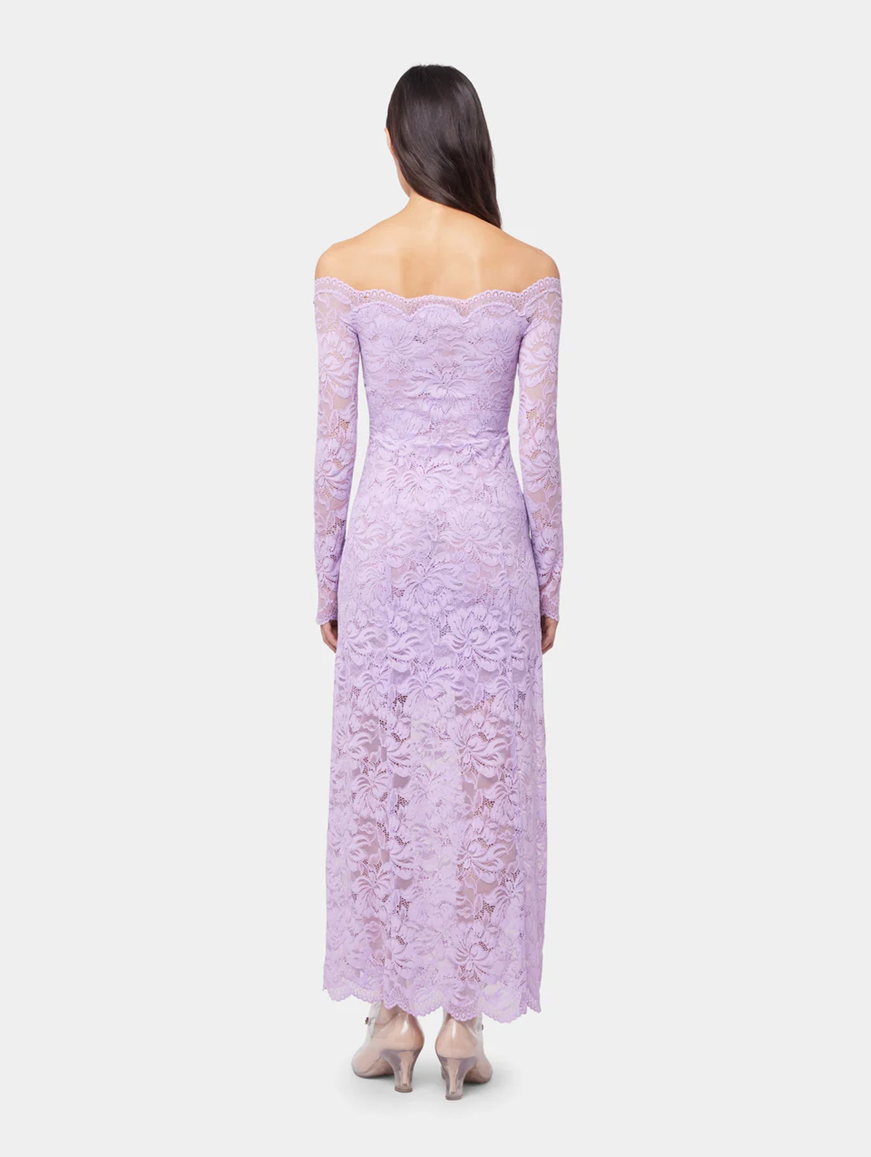 Off Shoulder Lace Dress in Lavender