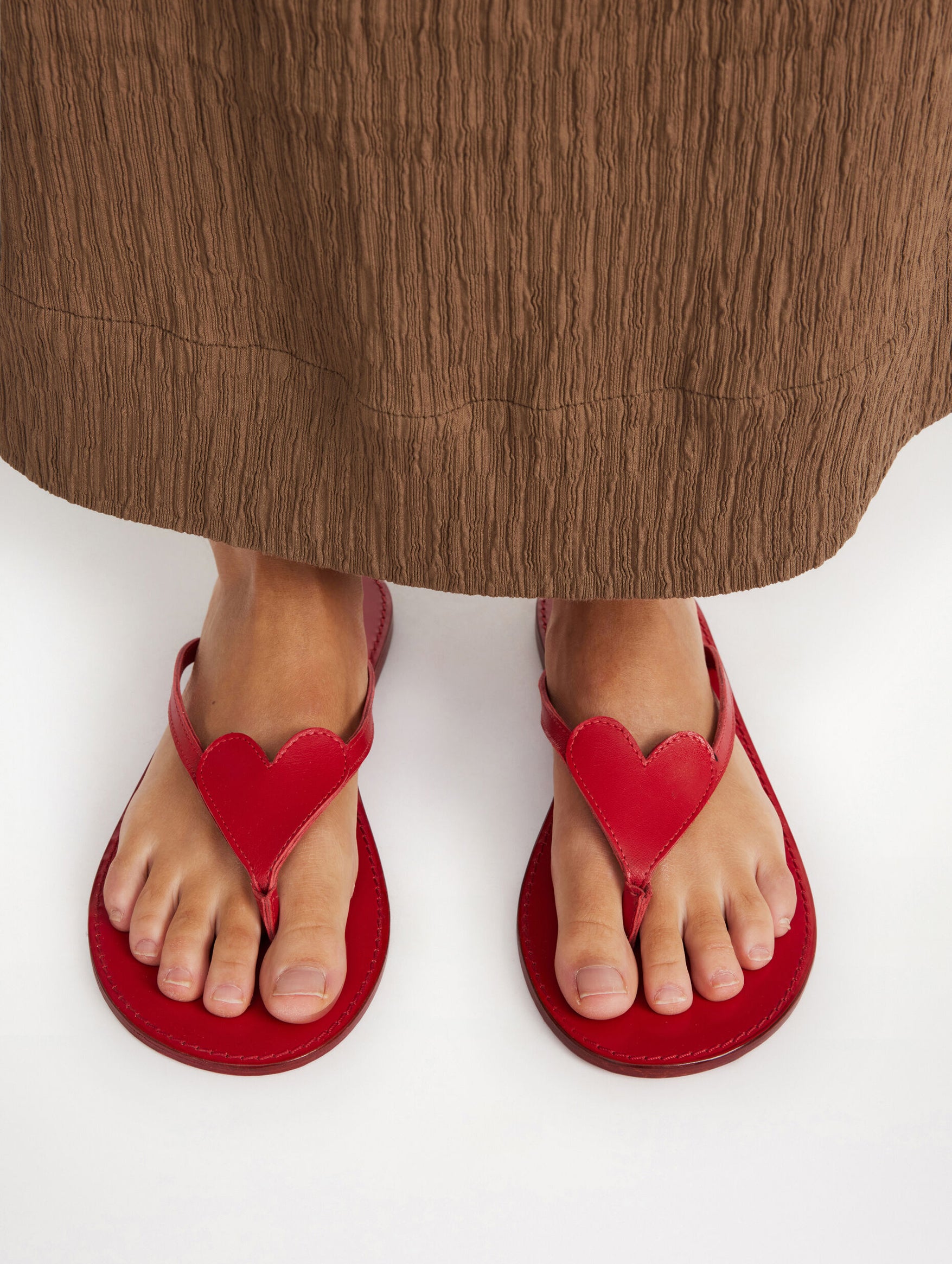 Ladina Leather Sandals in Red