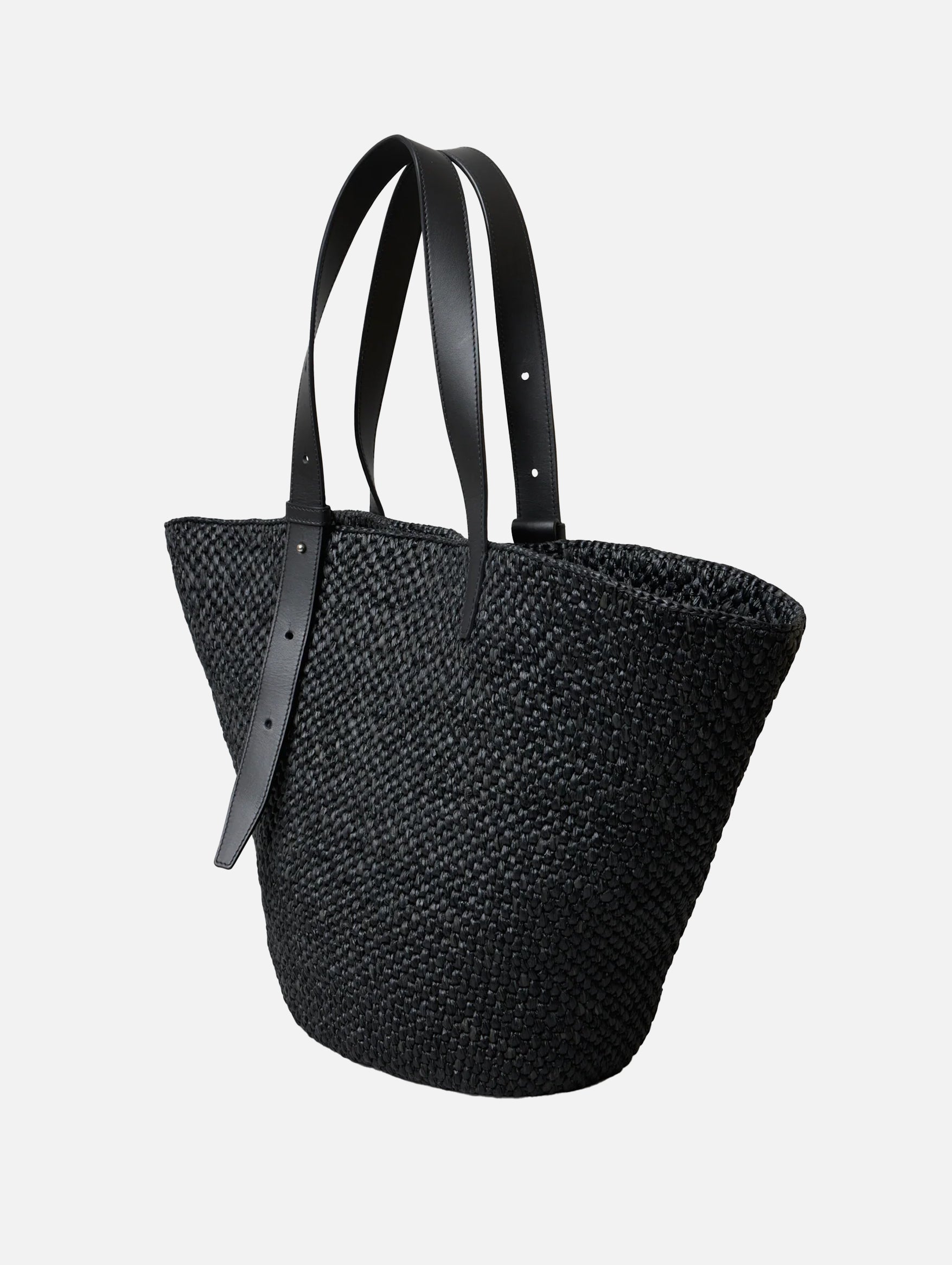 The Large Bianca Raffia Bag in Black