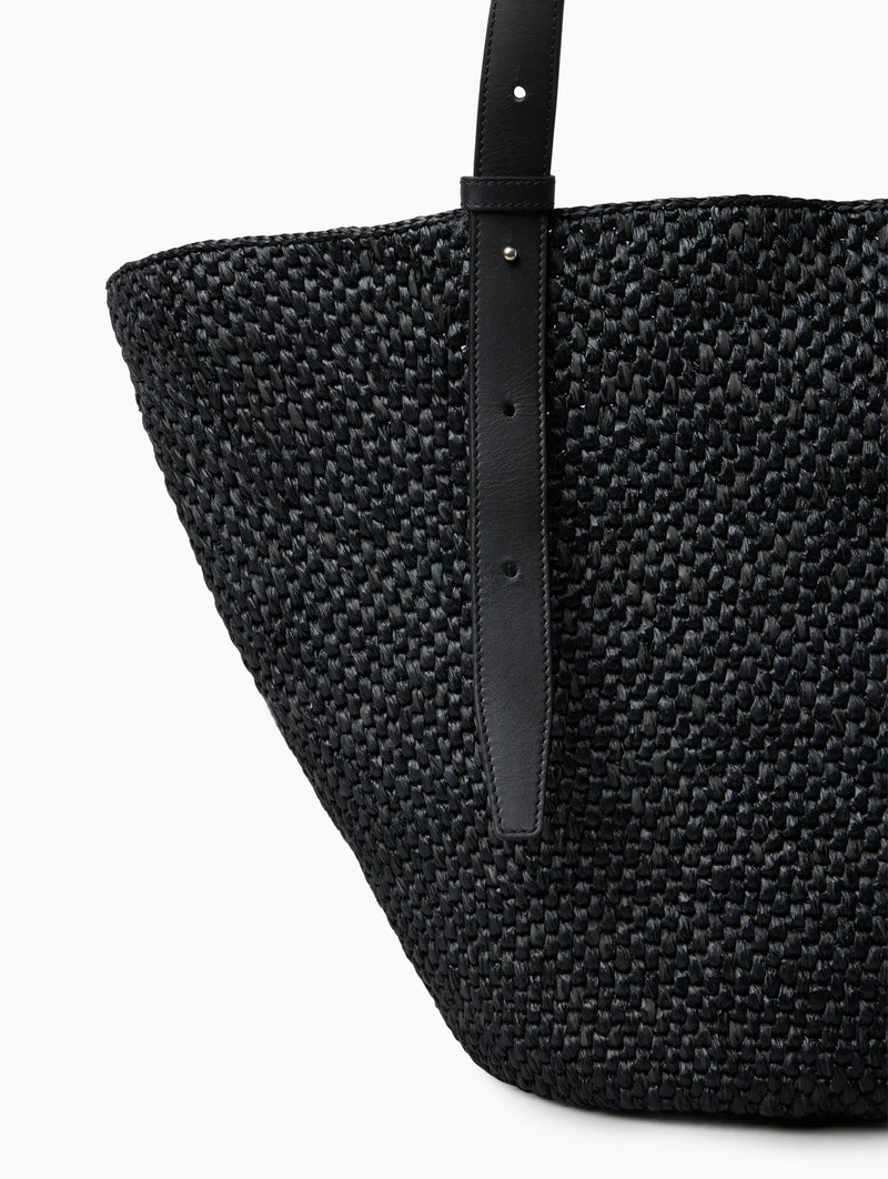 The Large Bianca Raffia Bag in Black
