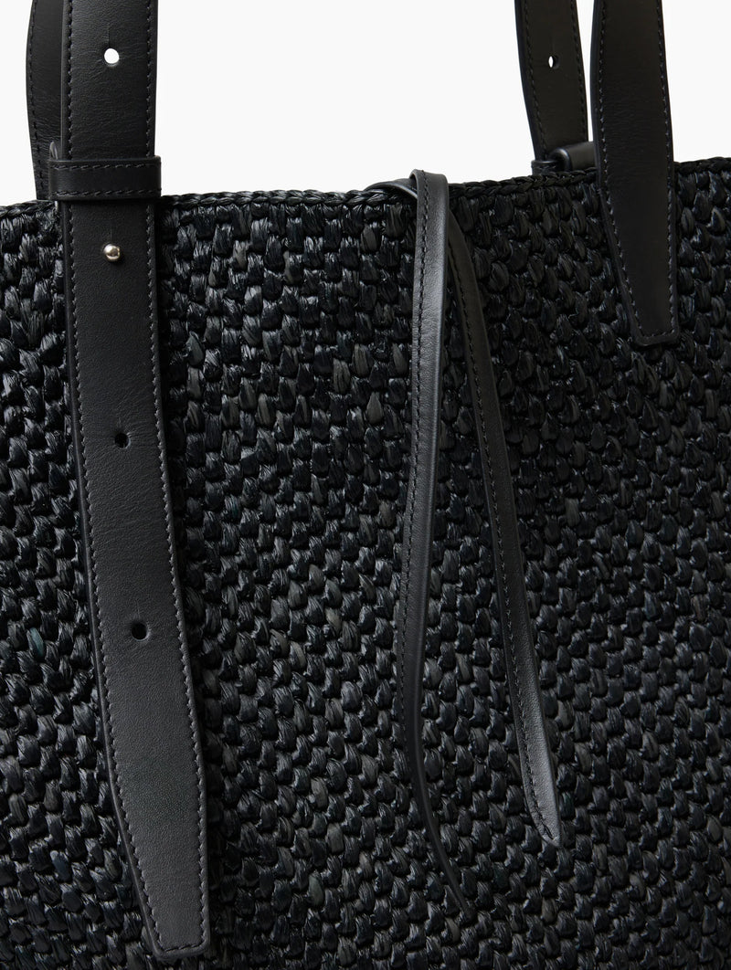 The Large Bianca Raffia Bag in Black