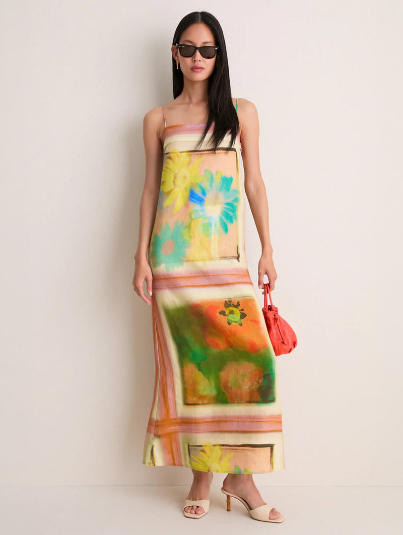Laura Linen Dress in Superbloom Scarf