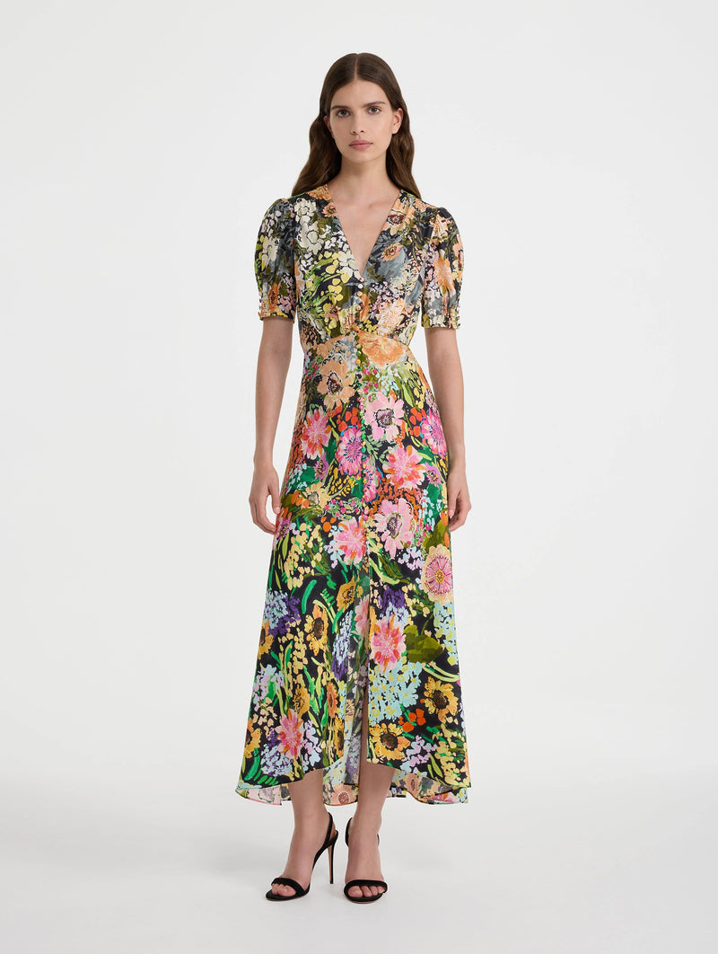 Lea Long Dress in Aster Garden